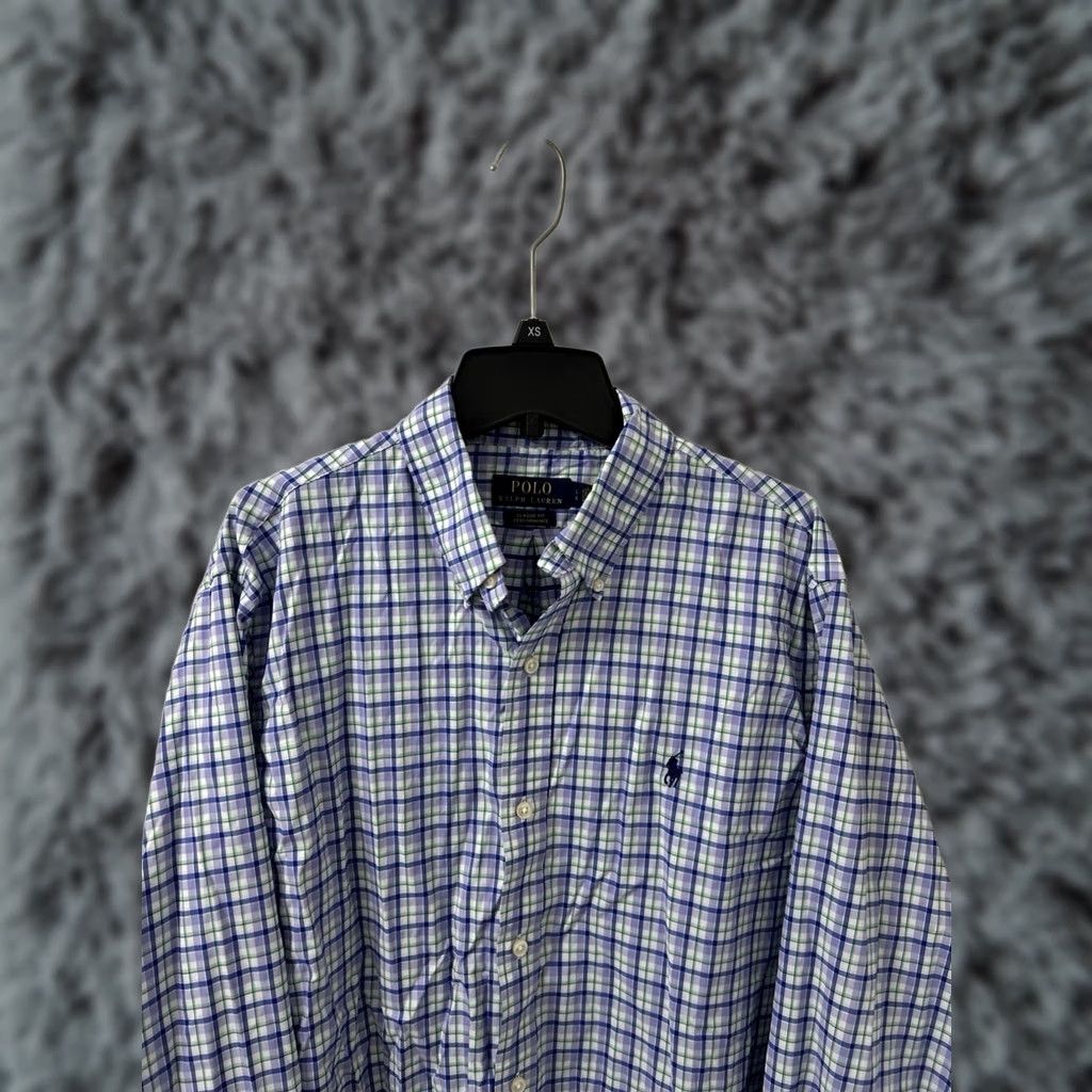 Polo Ralph Lauren Polo Ralph Lauren Performance Shirt Mens Large Blue Plaid Classic Fit L/S Button-Up Size US L / EU 52-54 / 3 - 1 Thumbnail