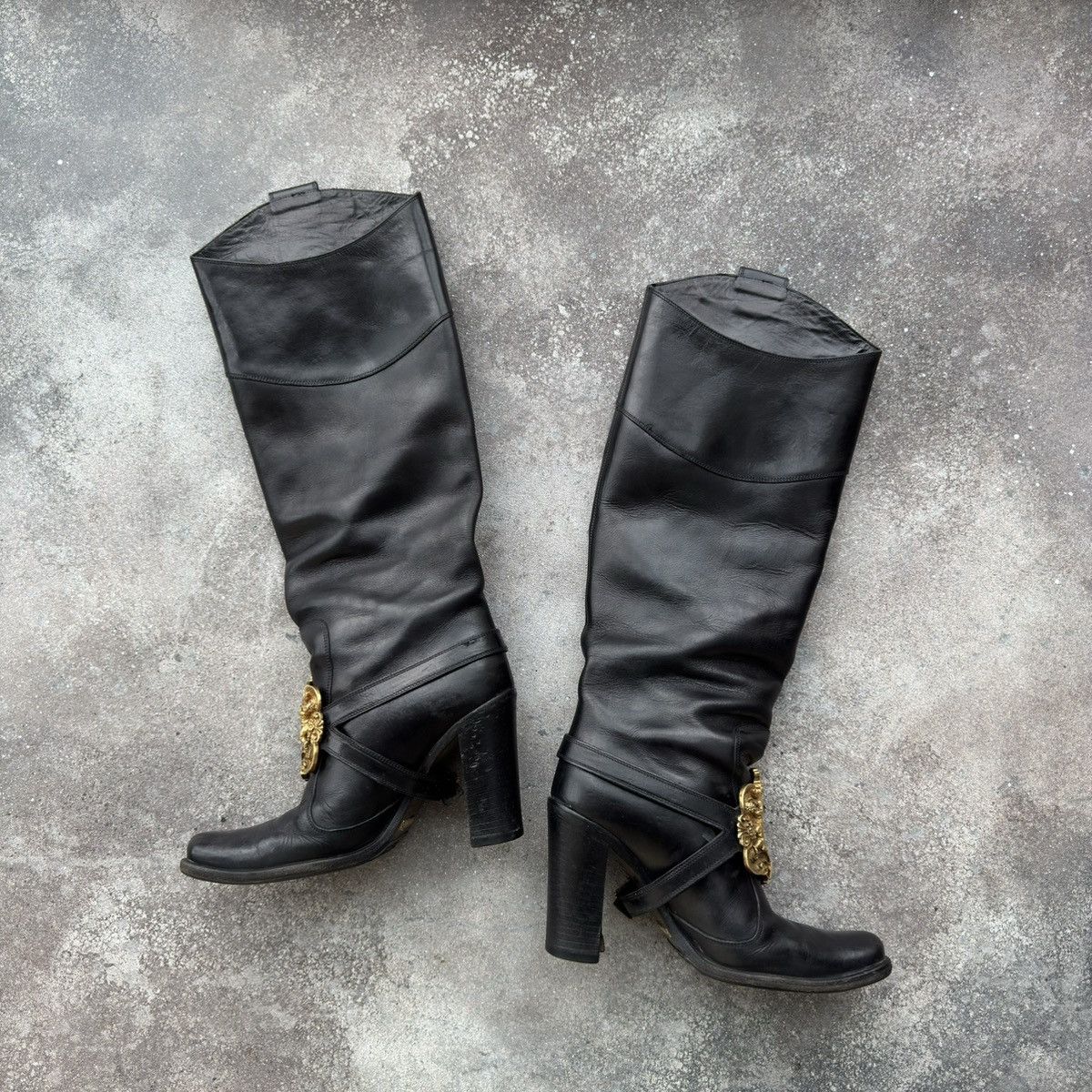 Dolce & Gabbana Dolce & Gabbana Black Leather Heels Boots Size US 6 / IT 36 - 13 Thumbnail