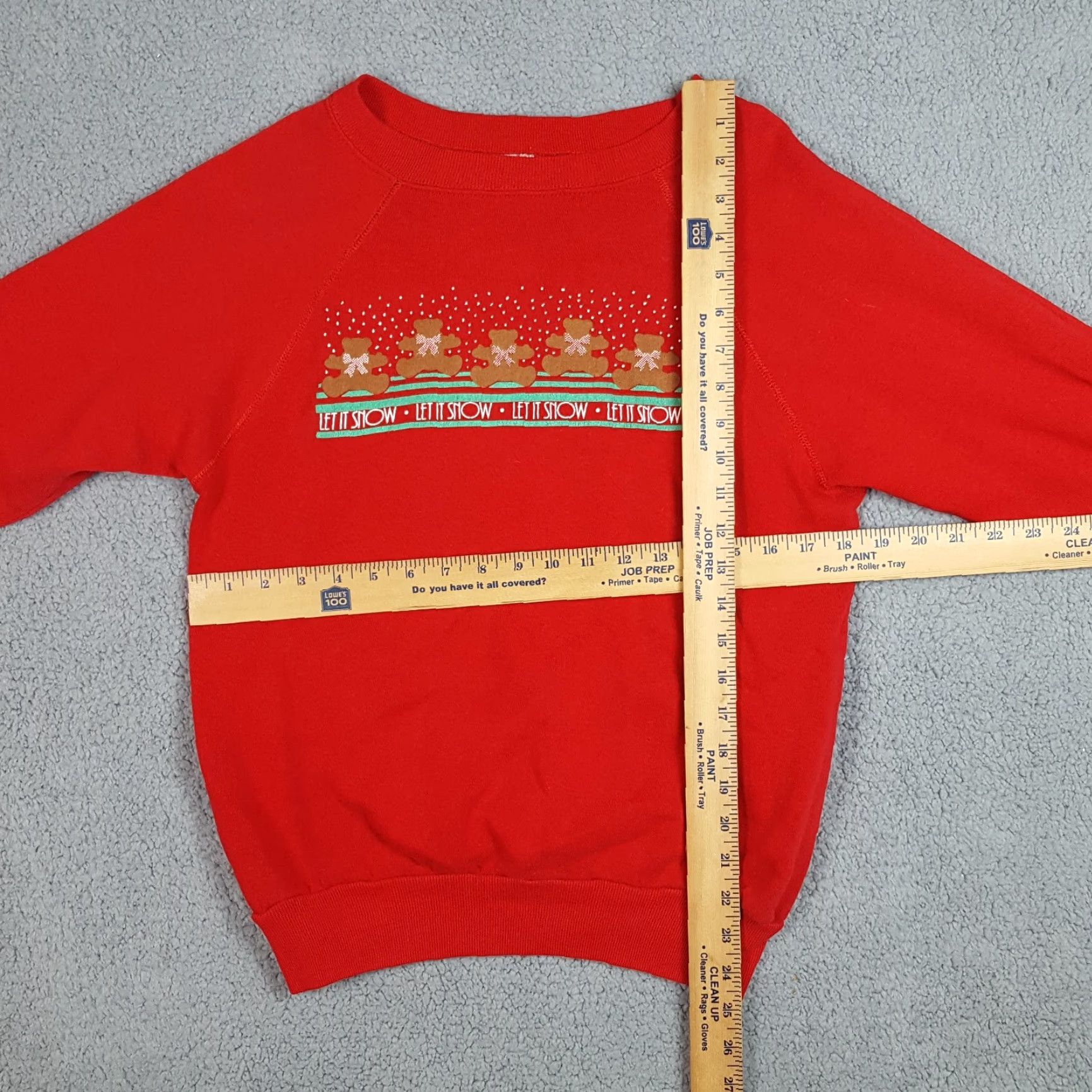 Tultex VINTAGE 80s Let It Snow Teddy Bear Women's M Red Tultex Sweatshirt Crewneck Pullover Size M / US 6-8 / IT 42-44 - 5 Thumbnail