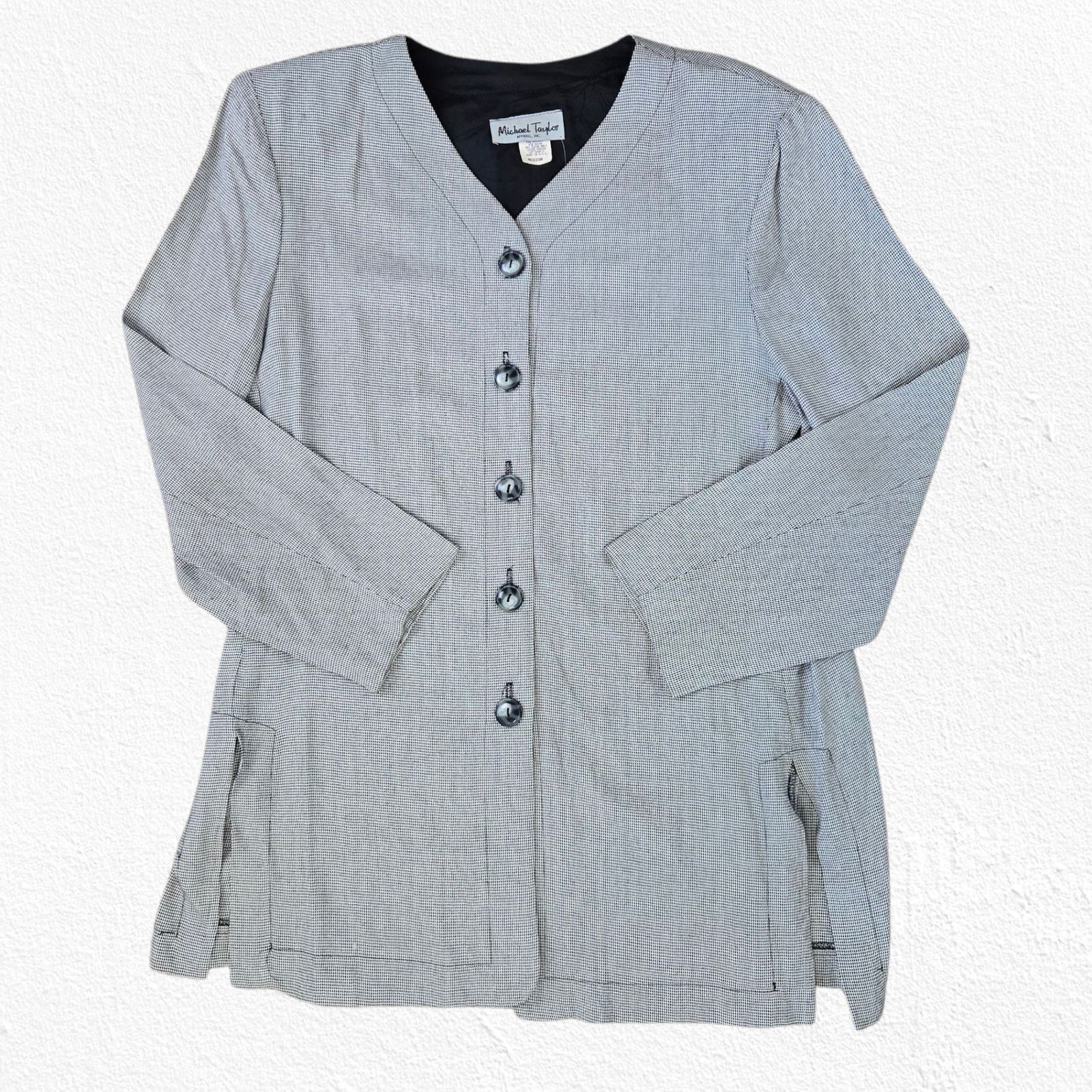 Vintage Vintage Black Mini Houndstooth Blazer Size Medium Size M / US 6-8 / IT 42-44 - 2 Thumbnail