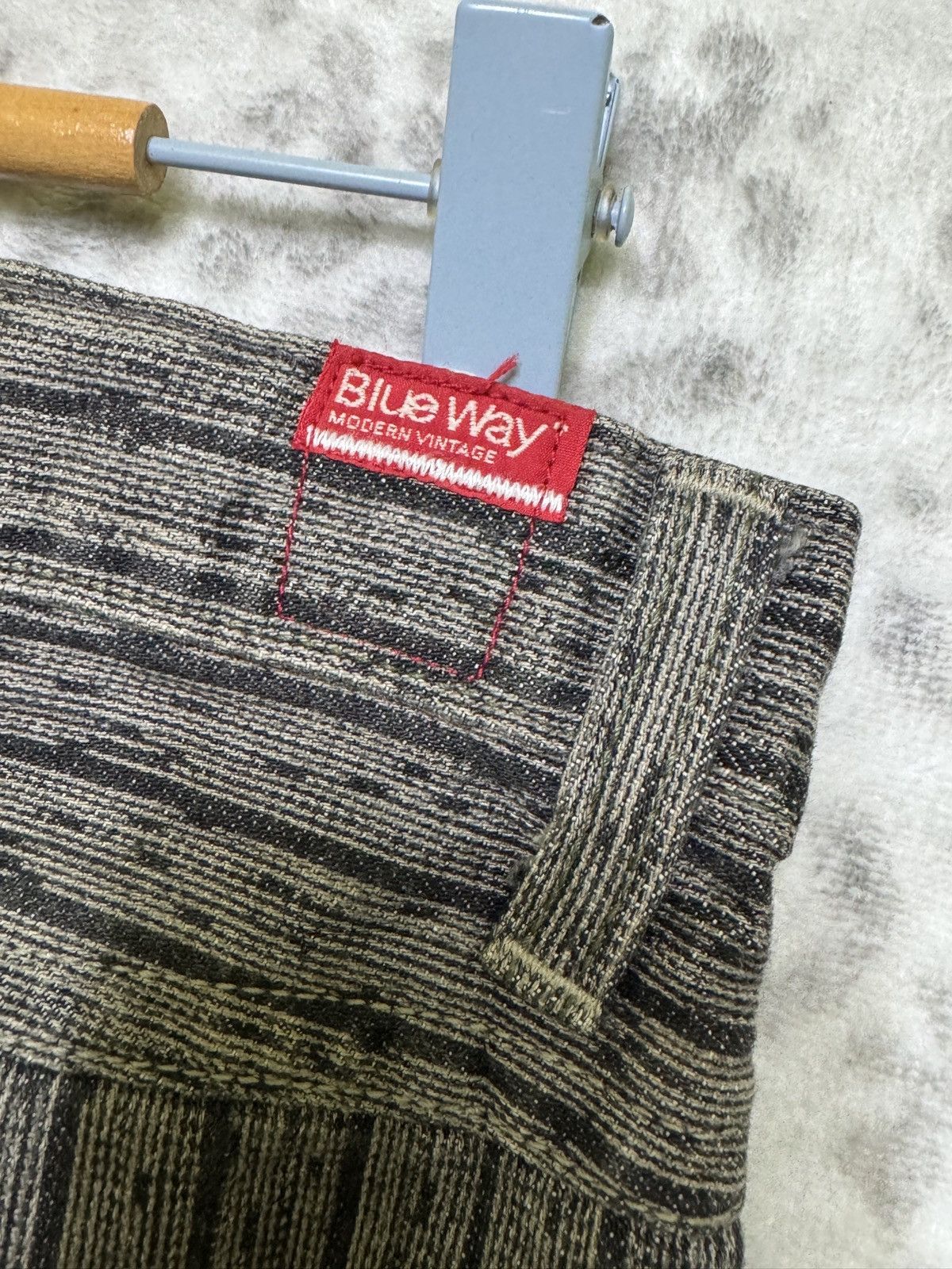 Japanese Brand Vintage Blueway Japanese Flare Denim Bootcut Striped Jeans Size US 31 - 12 Thumbnail