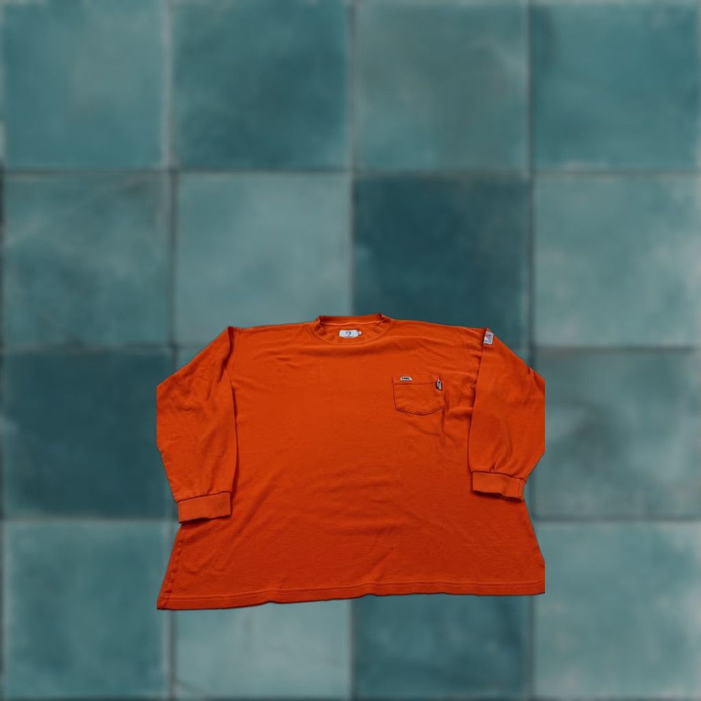 Vintage Tyndale Mens 2XL Orange Long Sleeve Crew Neck Pocket Workwear Shirt Size US XXL / EU 58 / 5 - 1 Thumbnail