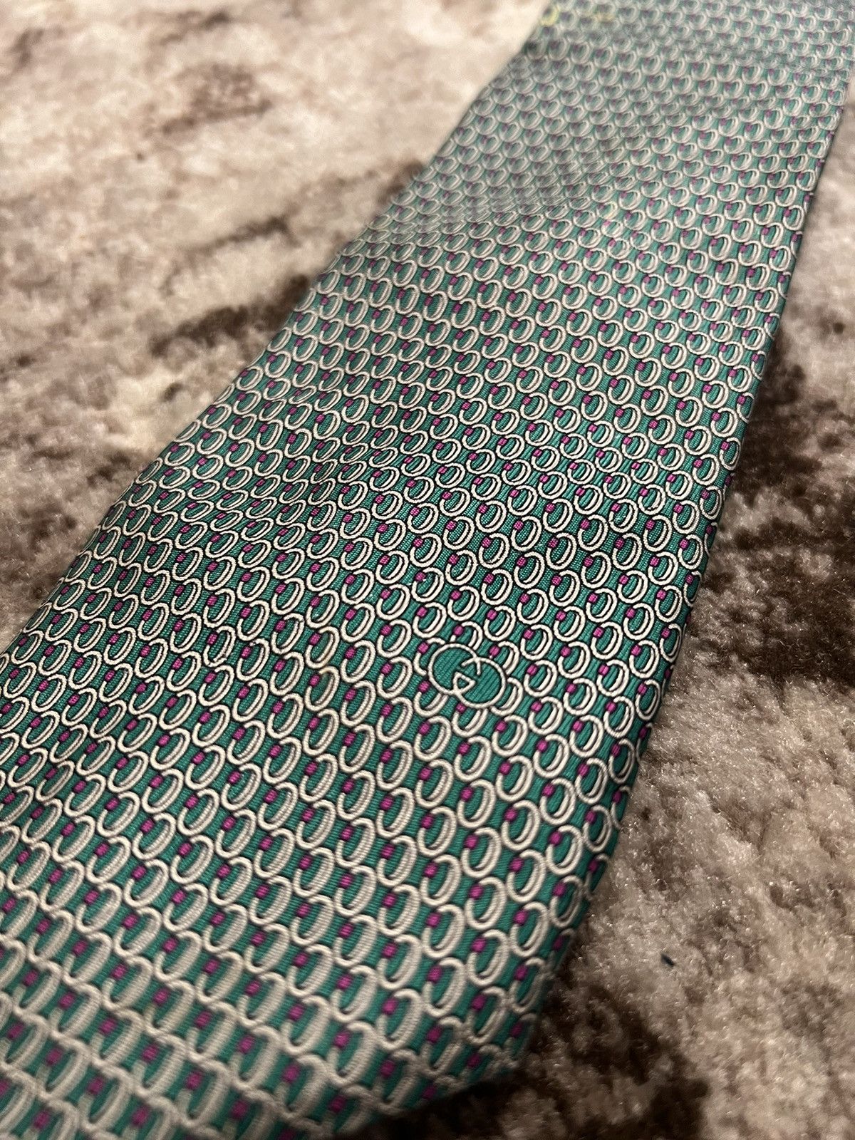 Gucci Vintage Gucci Silk monogram tie Size ONE SIZE - 4 Thumbnail