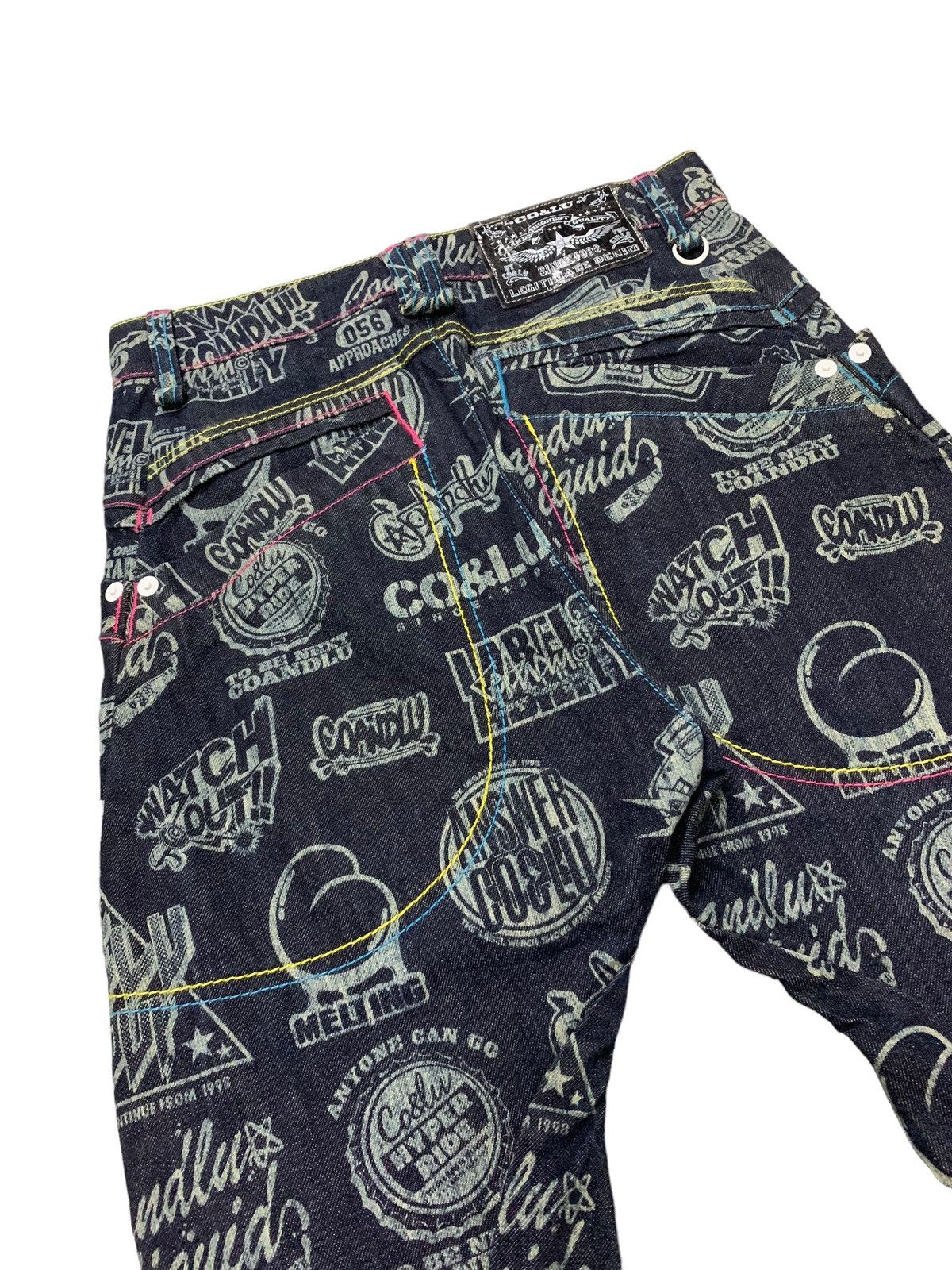 Hysteric Glamour × Japanese Brand Co & Lu Japan Drop Crotch All Over Printed Men Denim Pants Size US 29 - 12 Thumbnail