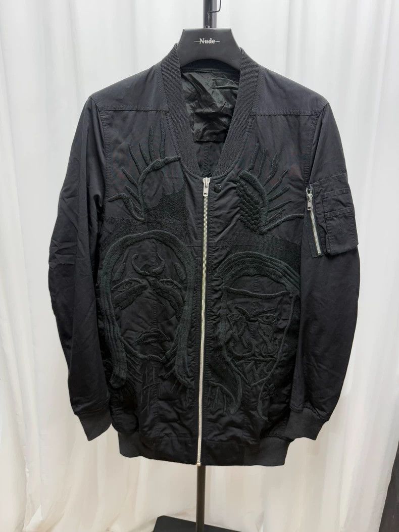 Rick Owens Black Embroidered Bomber Jacket by Rick Owens-2506 Size US L / EU 52-54 / 3 - 1 Thumbnail