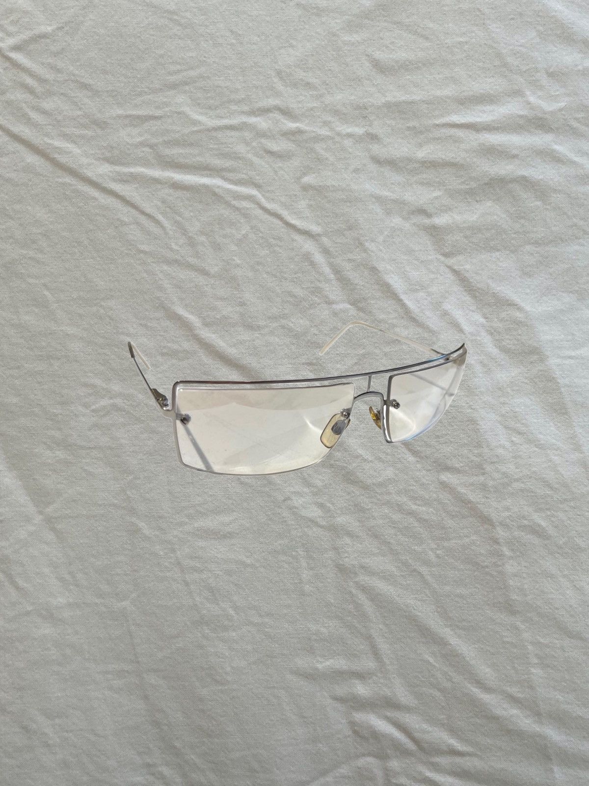 Giorgio Armani GIORGIO ARMANI Clear Rectangular Sunglasses Y2K Size ONE SIZE - 1 Thumbnail