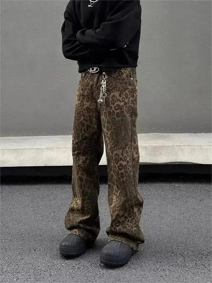 Japanese Brand Retro loose fitting leopard print jeans Size US 32 / EU 48 - 5 Thumbnail