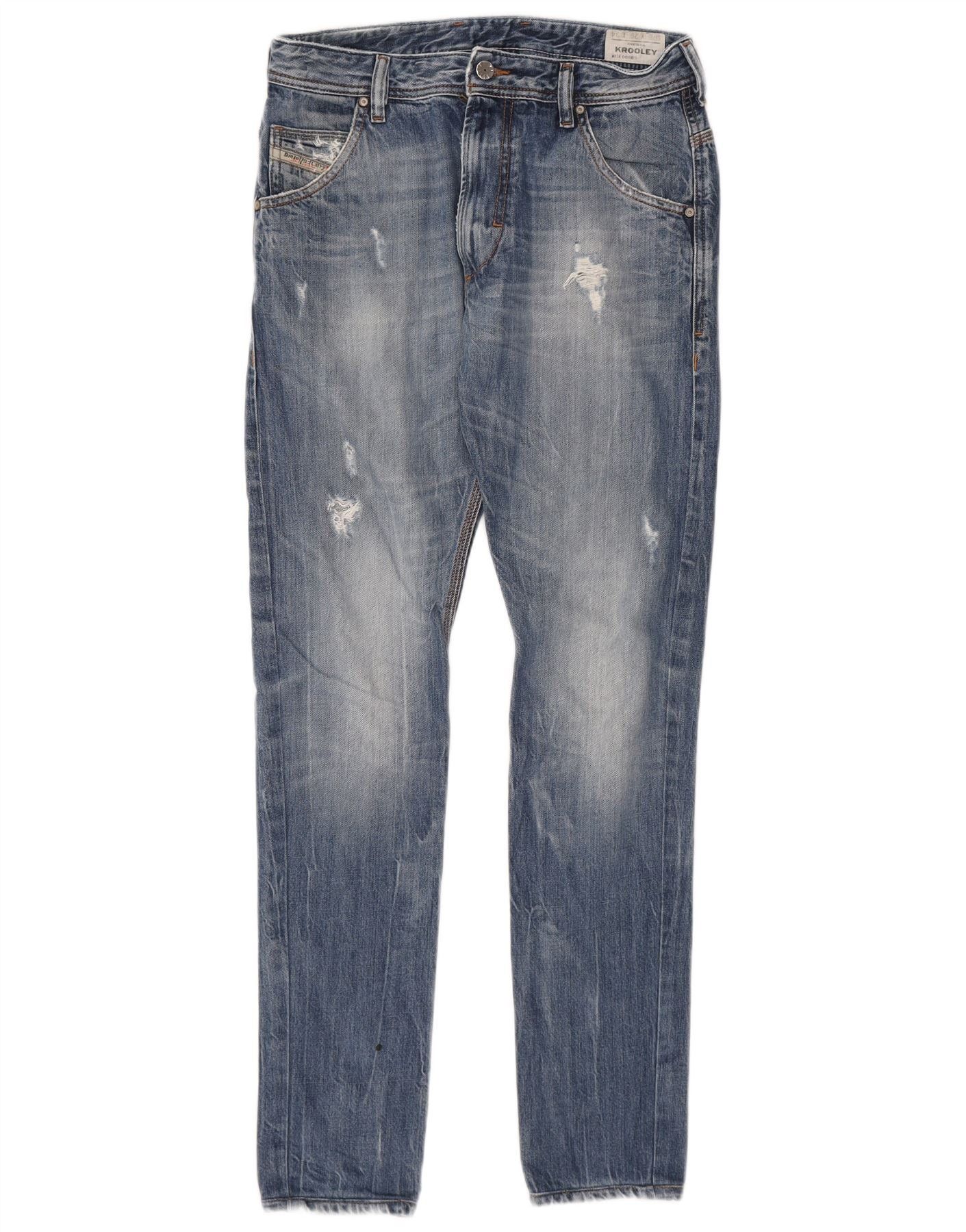 Diesel Womens Krooley Distressed Slim Jeans W29 L34 Blue Cotton Size 42" / US 20 - 1 Thumbnail