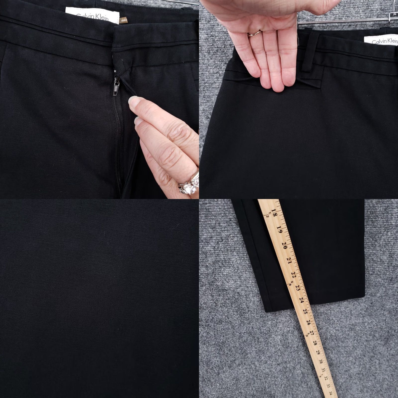 Calvin Klein Calvin Klein Pants Womens 6 Black Cropped Mid-Rise Straight Flat Front Casual Size 28" / US 6 / IT 42 - 8 Thumbnail