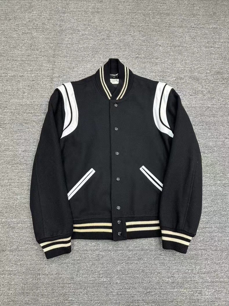 Saint Laurent Paris Black and White Leather Baseball Jacket Size US L / EU 52-54 / 3 - 1 Thumbnail