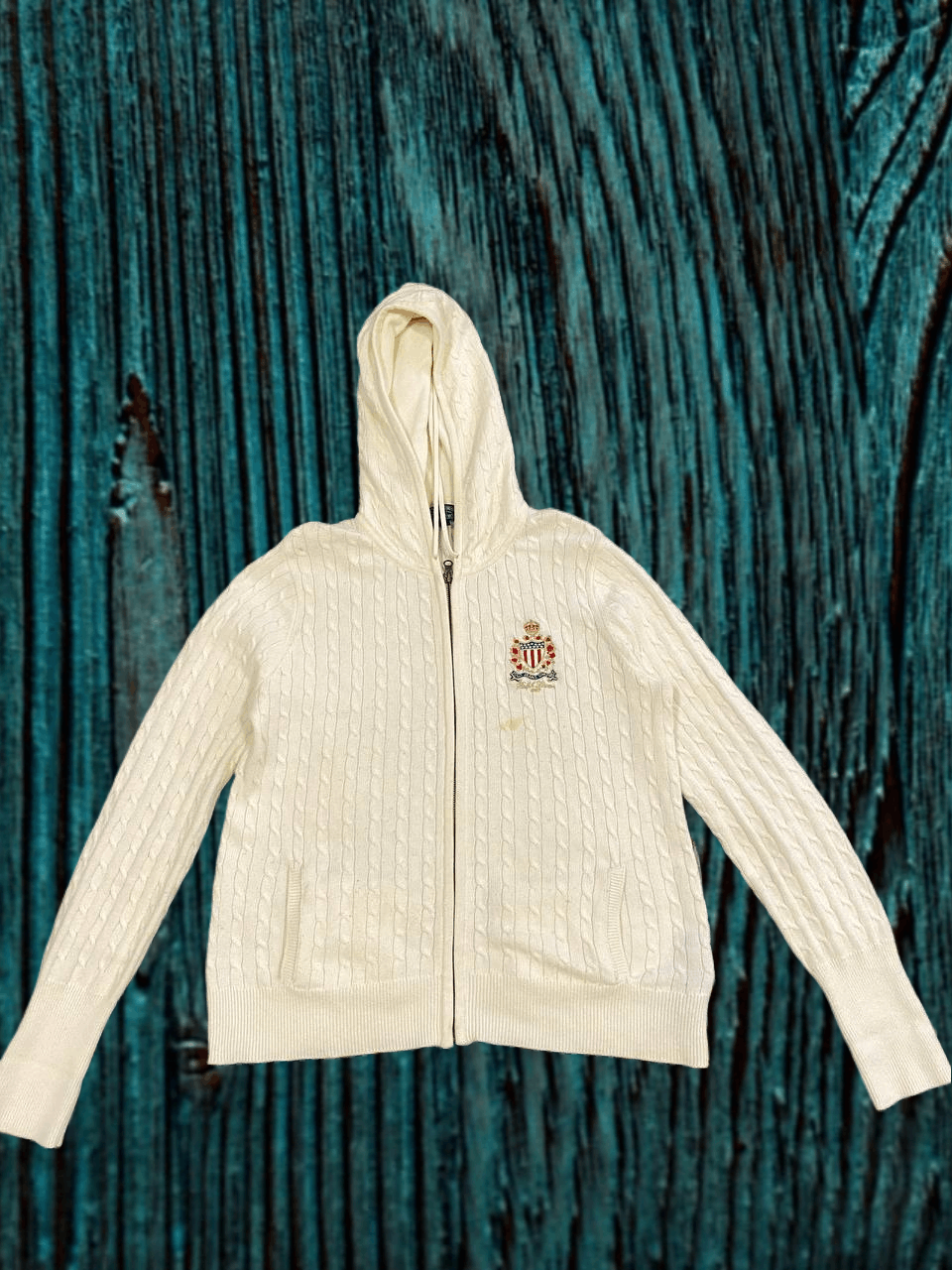 Polo Ralph Lauren Polo Jeans Company Cream KNIT Sweater ZIP UP HOODIE Size L / US 10 / IT 46 - 1 Thumbnail