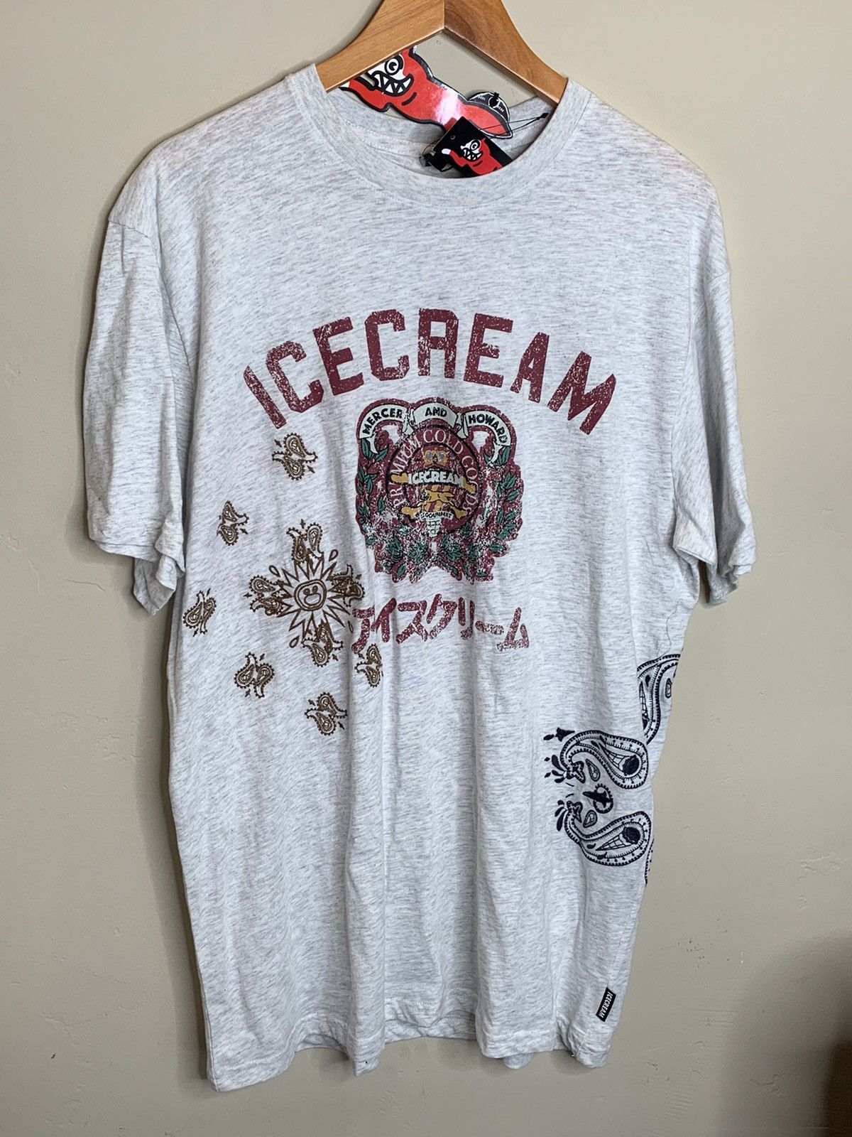 image of New Ice Cream Embroidered Billionaire Boys Club Shirt in Gray, Men's (Size Large)