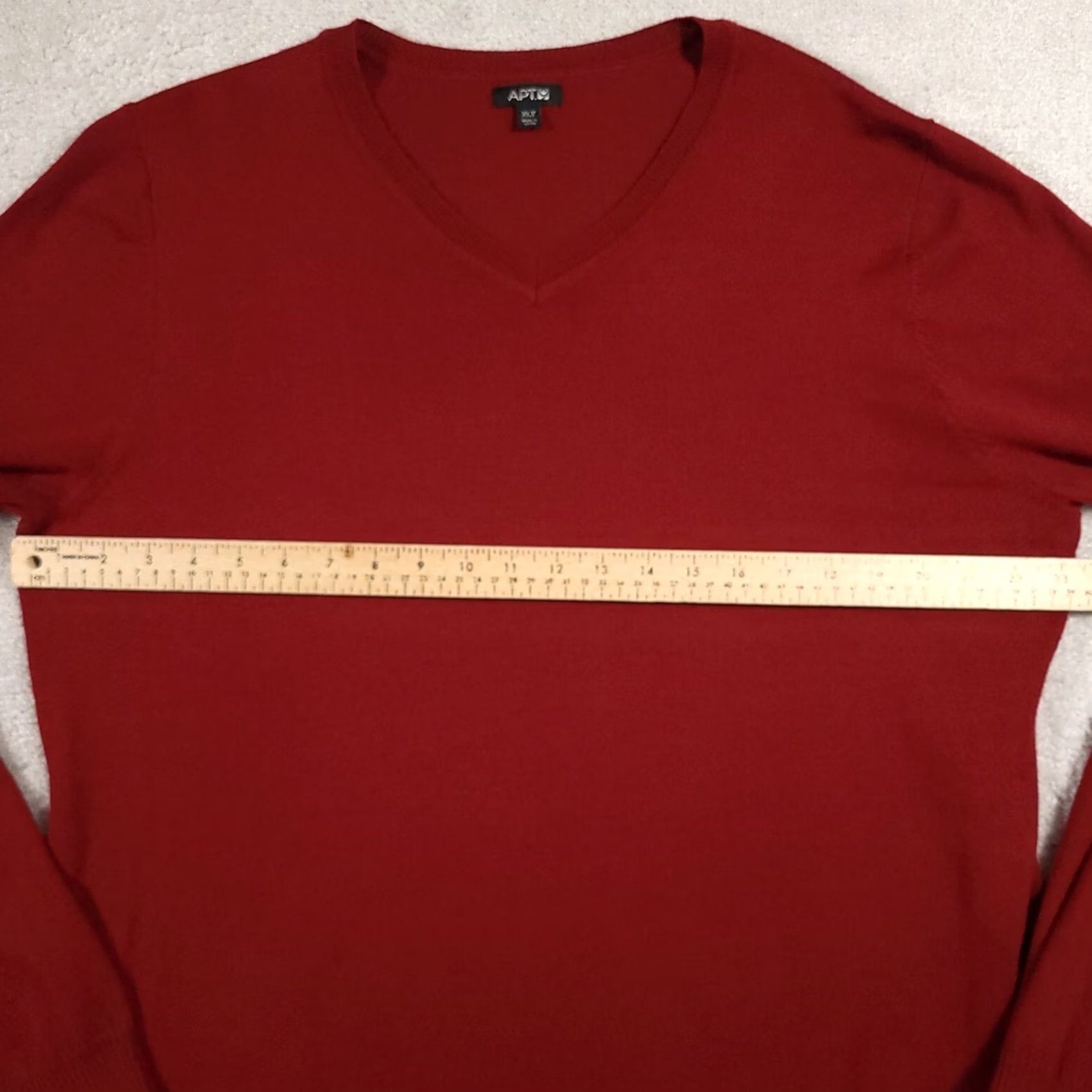 Apt. 9 Apt 9 Sweater XLT Red V-Neck Long Sleeve Merino Wool Blend Pullover Mens Size US XL / EU 56 / 4 - 5 Thumbnail