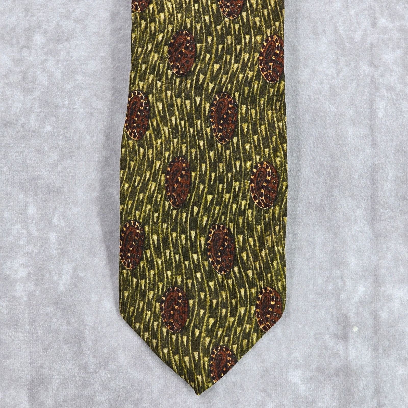 Joseph Abboud Joseph Abboud Green Brown Floral 100% Silk Men's Neck Tie Size 30 - 1 Thumbnail