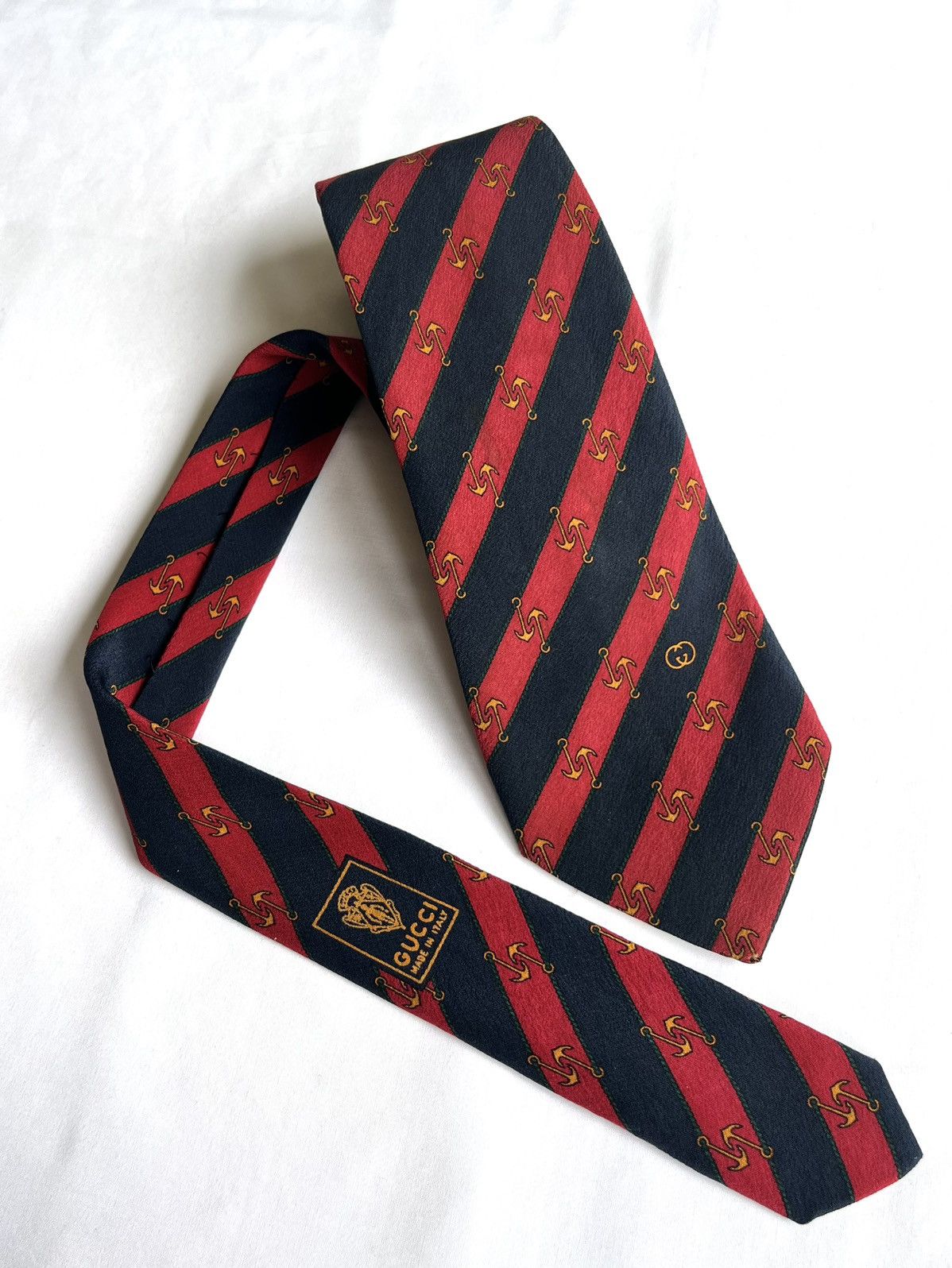 Gucci vintage GUCCI Anchor Stripe Silk Tie Size ONE SIZE - 1 Thumbnail