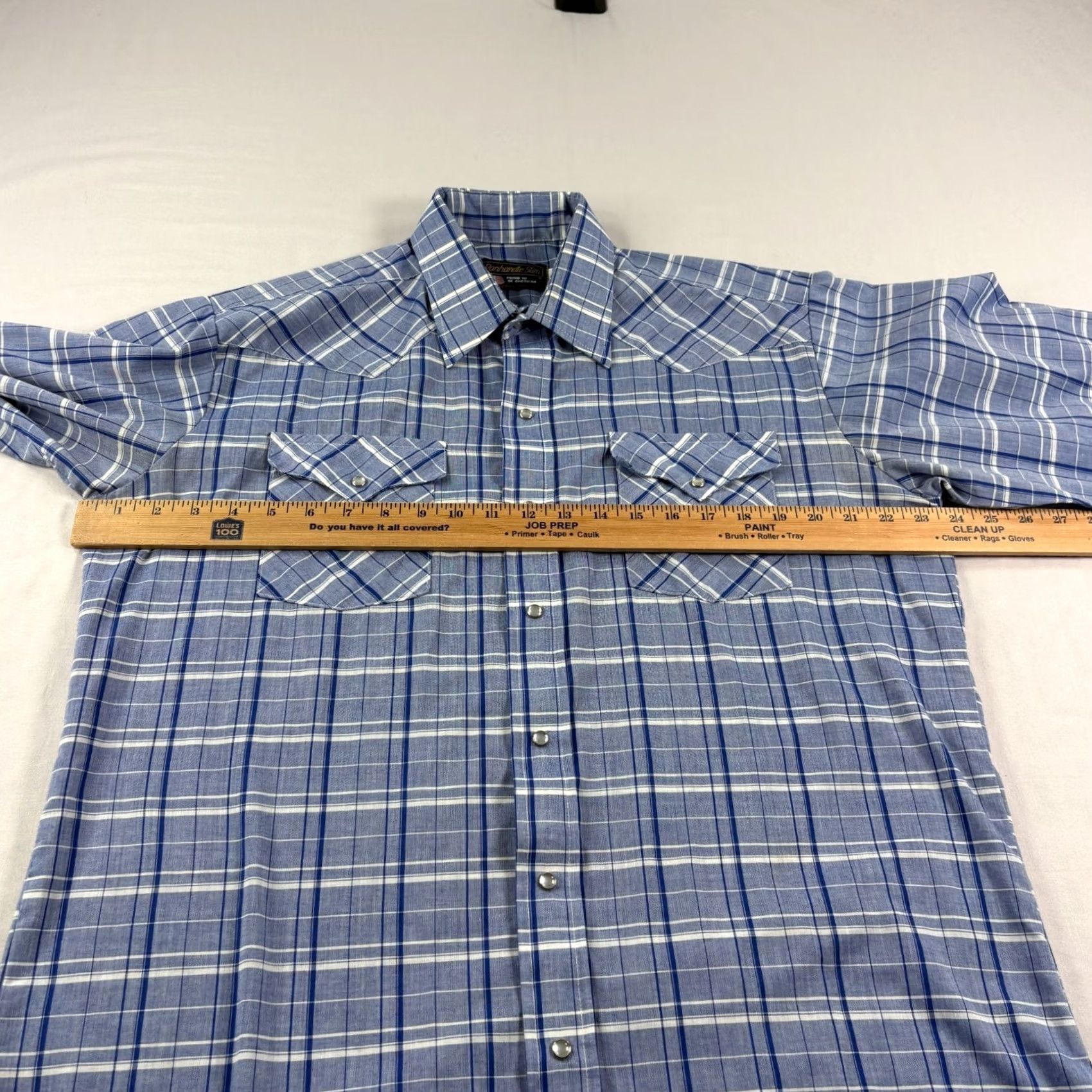 Vintage VINTAGE Panhandle Slim Shirt Mens 16.5 Blue Plaid Pearl Snap Up Western USA Made Size US XL / EU 56 / 4 - 4 Thumbnail