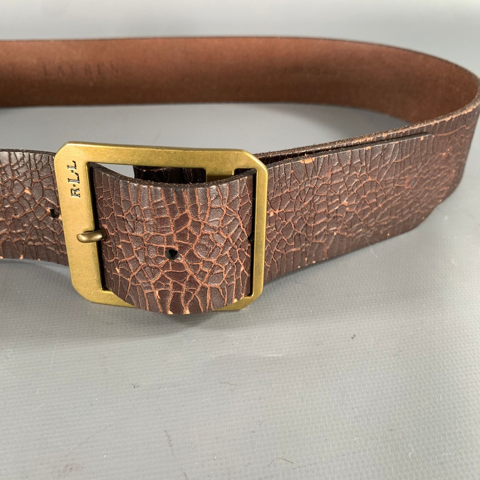 Ralph Lauren LAUREN by RALPH LAUREN Size M Brown Crackled Leather Belt Size 36 - 8 Thumbnail