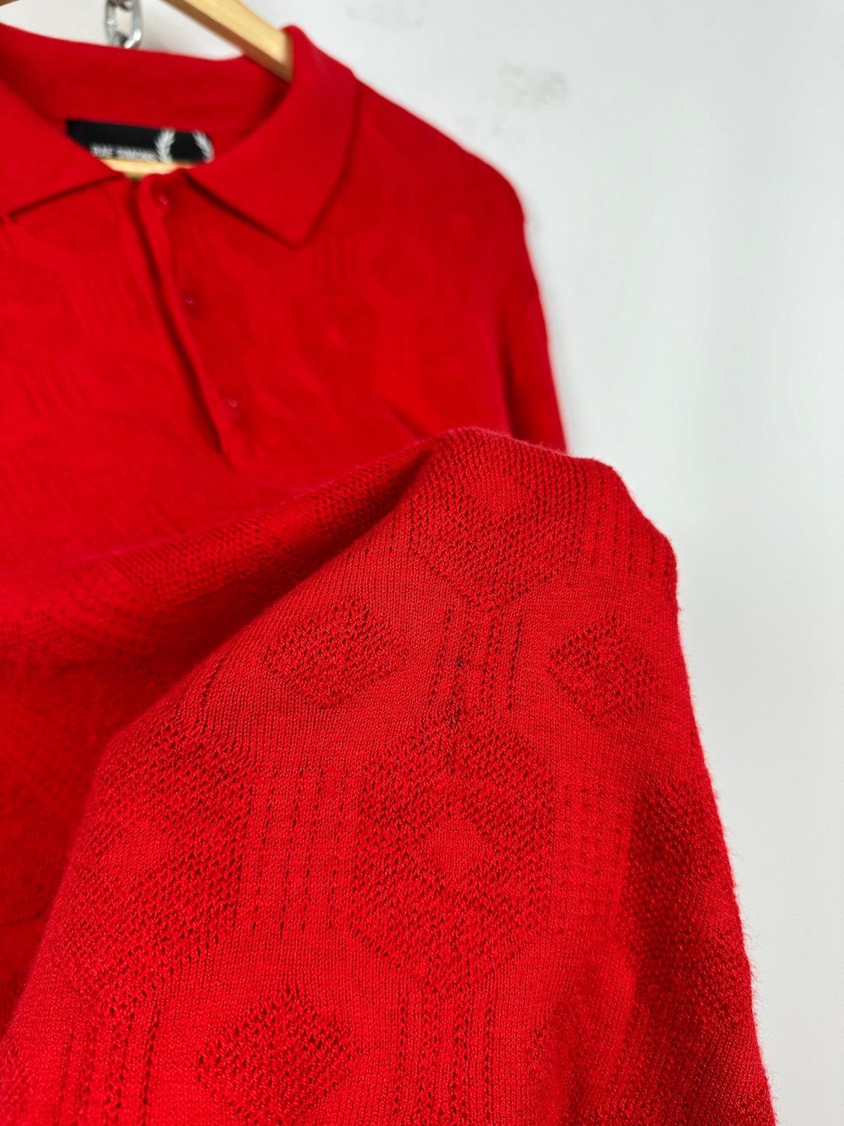 Fred Perry × Raf Simons RAF Simons X Fred Perry Red Silk Knit Sweater Size US XL / EU 56 / 4 - 19 Thumbnail