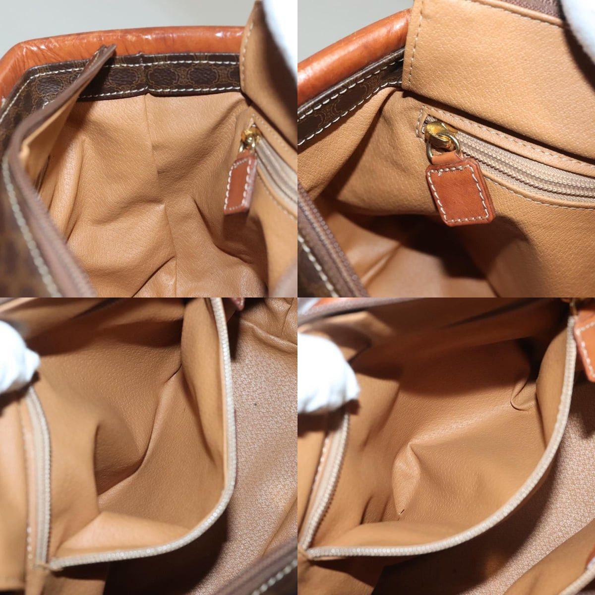 Celine CELINE Macadam Canvas Hand Bag Pvc Leather Brown Gold Size ONE SIZE - 12 Thumbnail