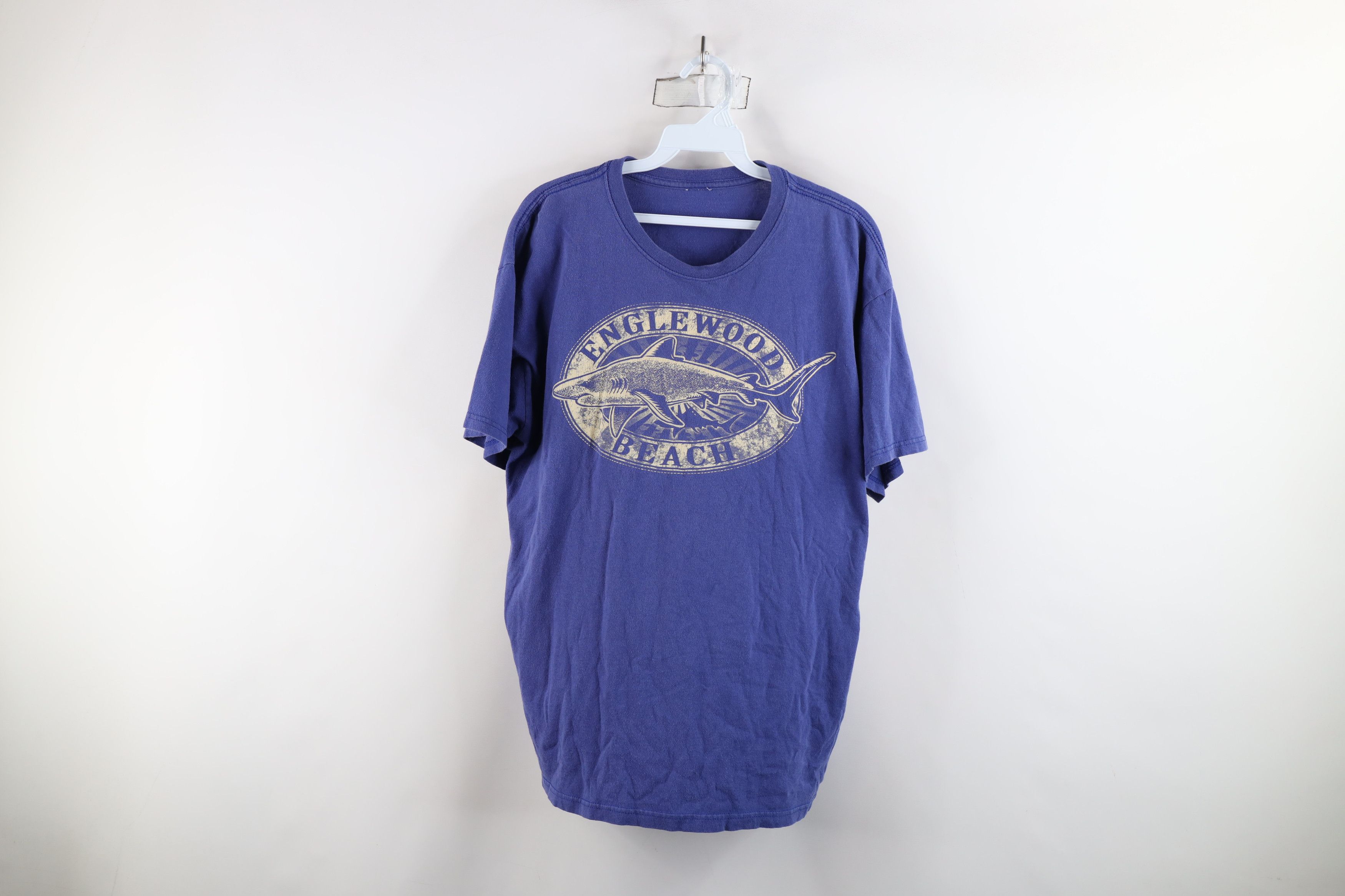 Vintage Vintage 90s Spell Englewood Beach Shark Tooth T-Shirt Blue Size US L / EU 52-54 / 3 - 1 Thumbnail
