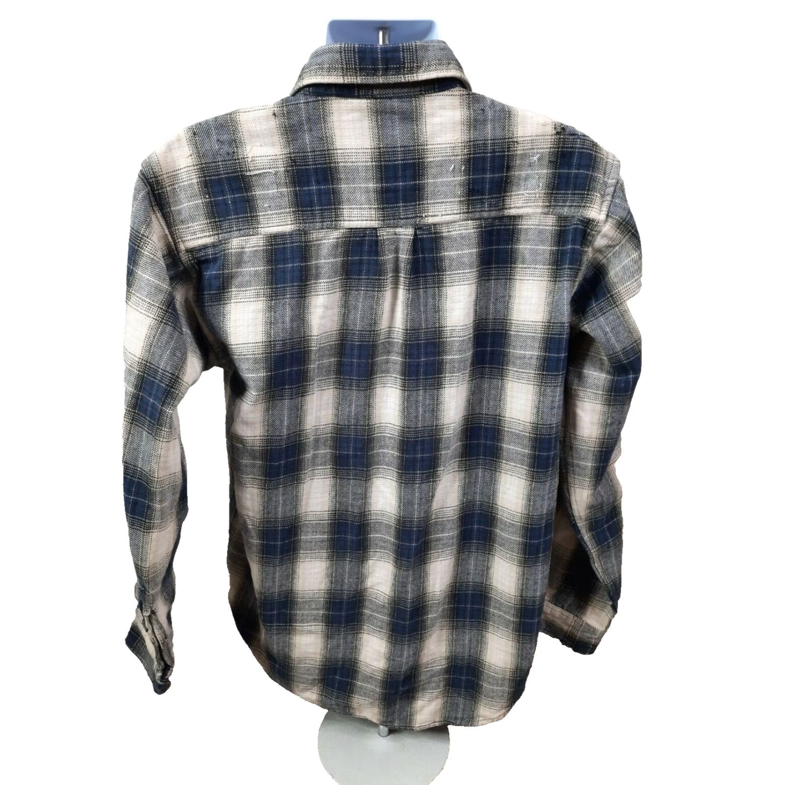 Vintage VINTAGE Field & Stream Thick Heavy Flannel Shirt Mens L Blue Beige Plaid T4F Size US L / EU 52-54 / 3 - 4 Thumbnail
