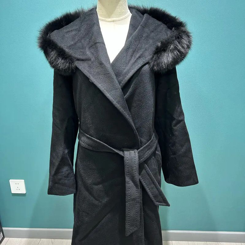 Max Mara MaxMara Black Cashmere Long Coat 0089 Size S / US 4 / IT 40 - 1 Thumbnail