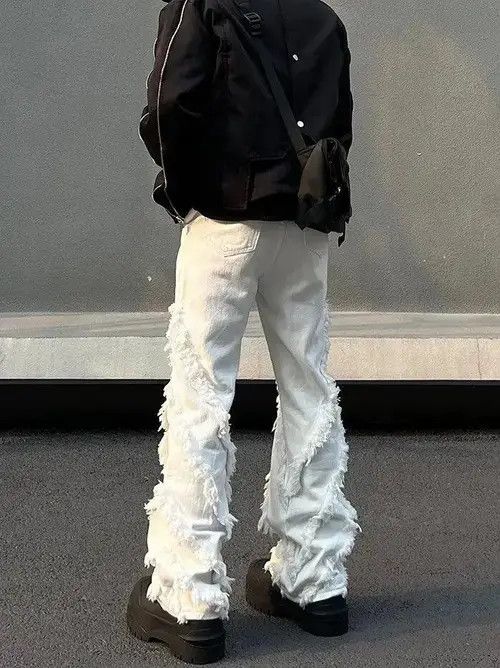 Jean Opium White Distressed Denim Jeans Size US 32 / EU 48 - 3 Thumbnail