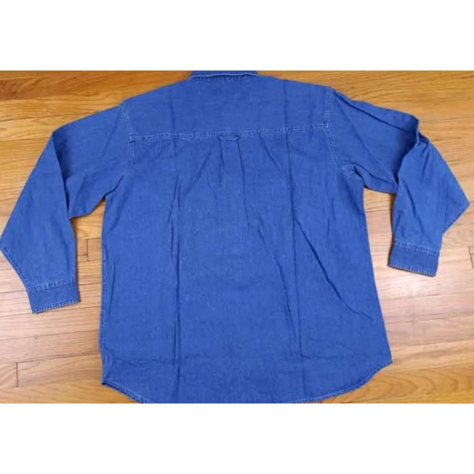 Vintage B-Sting Button-Up Shirt Denim Cotton 2XL Blue NWT Regular Long Sleeve Button-Down Pockets Men Outdoor Fun Jeans Style Size US XXL / EU 58 / 5 - 4 Thumbnail