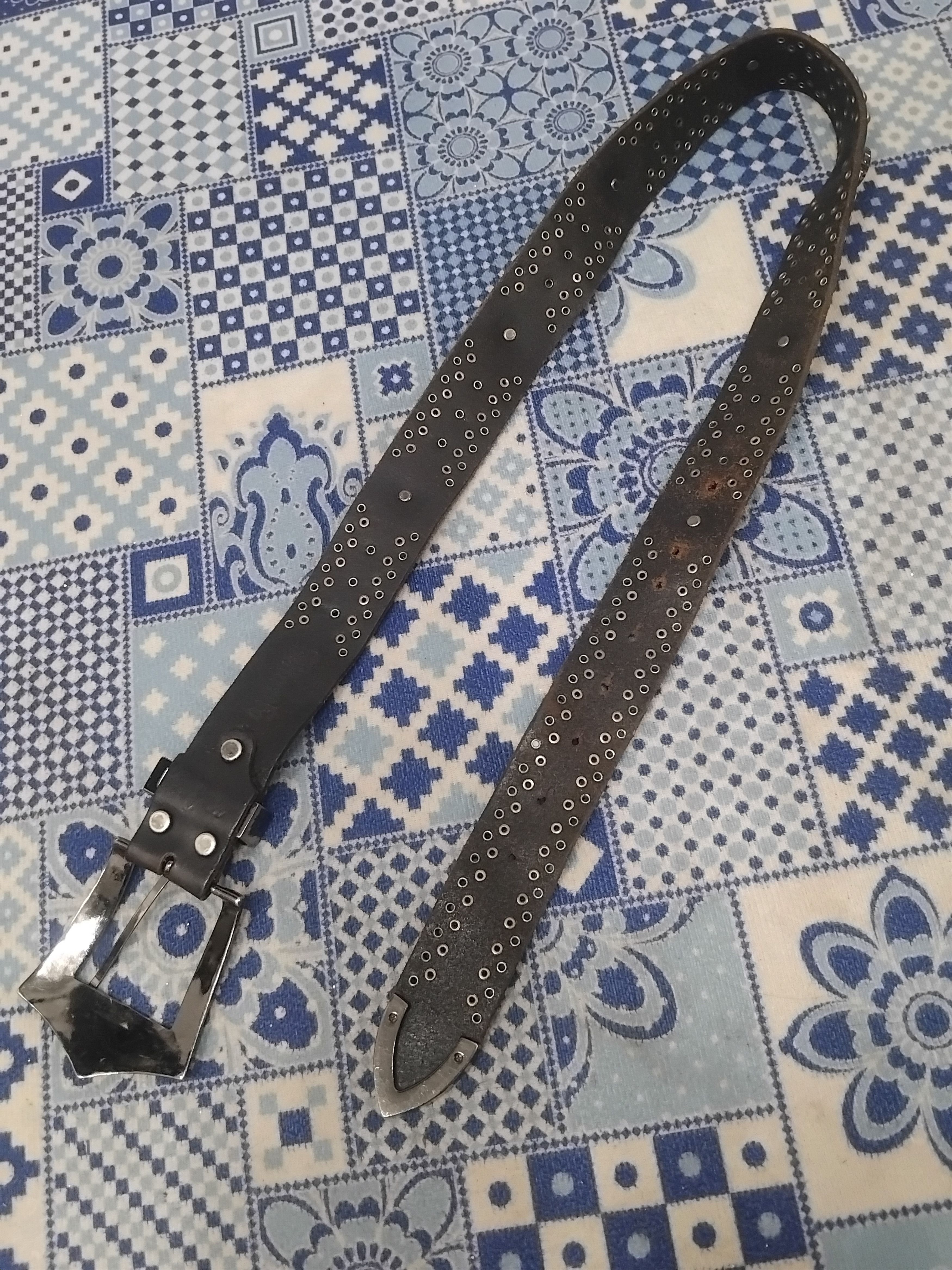 Isamu Katayama Backlash 💥Diablo punk rock leather solid brass belt Size ONE SIZE - 4 Thumbnail