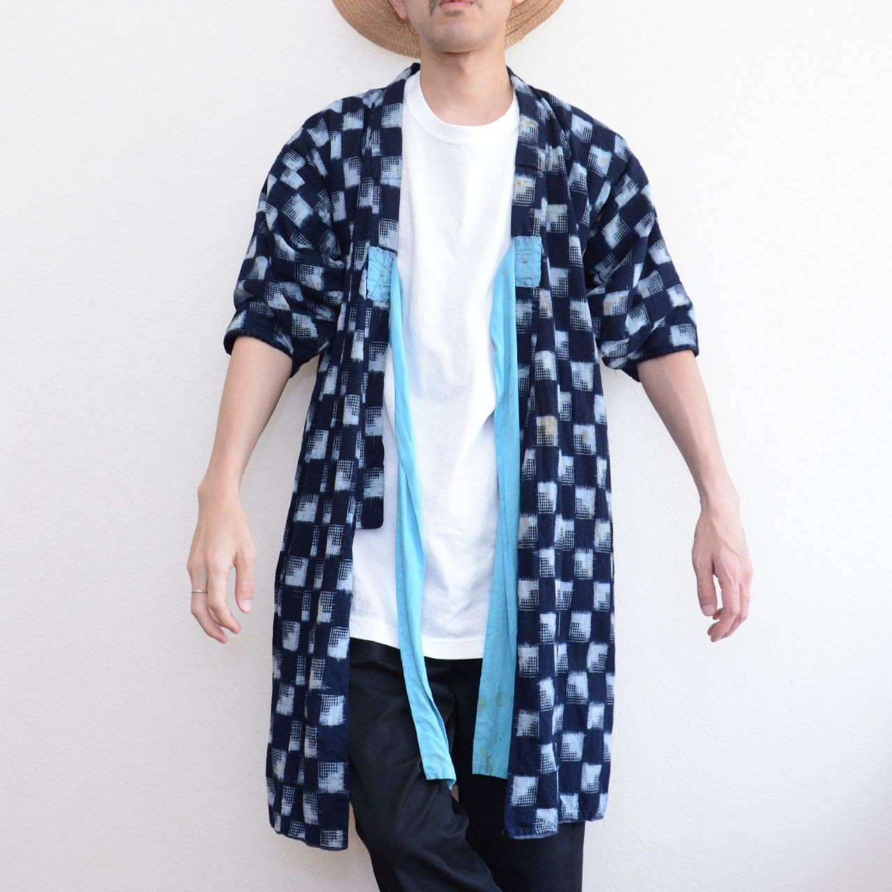 Other Japanese Vintage Indigo Kasuri Kimono Robe Handmade Remake Size US XS / EU 42 / 0 - 1 Thumbnail