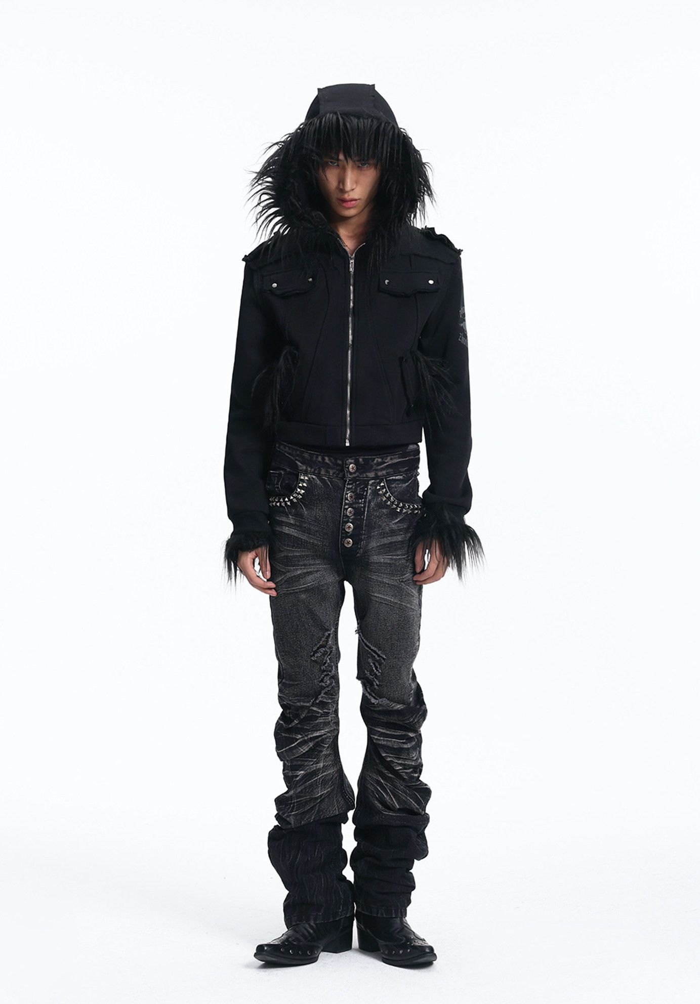 Japanese Brand Crack Washed Pants Size US 32 / EU 48 - 3 Thumbnail