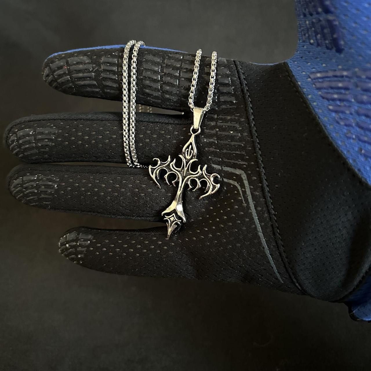 Japanese Brand × Vintage Y2K 2000s Silver Goth Punk Cross Enamel Pendant Chain Size ONE SIZE - 3 Thumbnail