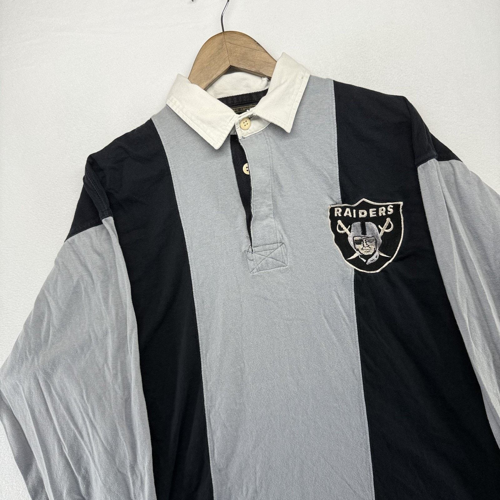 Mirage Vintage Oakland Raiders Rugby Shirt men's XL Gray Black 90s Size US XL / EU 56 / 4 - 2 Thumbnail