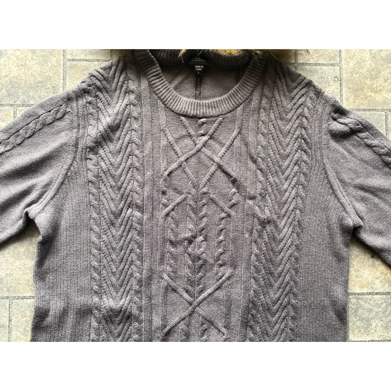 Vintage Nils WOMENS LARGE Francesca Sweater Removable Faux Fur Collar Pewter Heather NWT Size L / US 10 / IT 46 - 4 Thumbnail