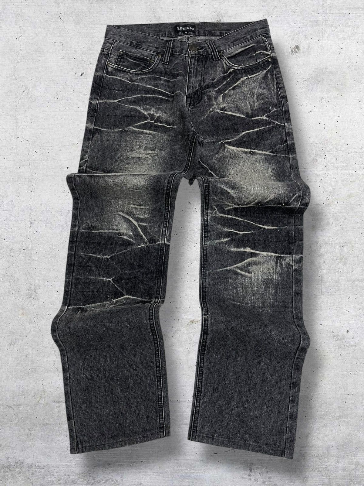 VINTAGE LOWBOX JAPAN OG 90S DESIGNER 3D WHISKER EFFECT DENIM