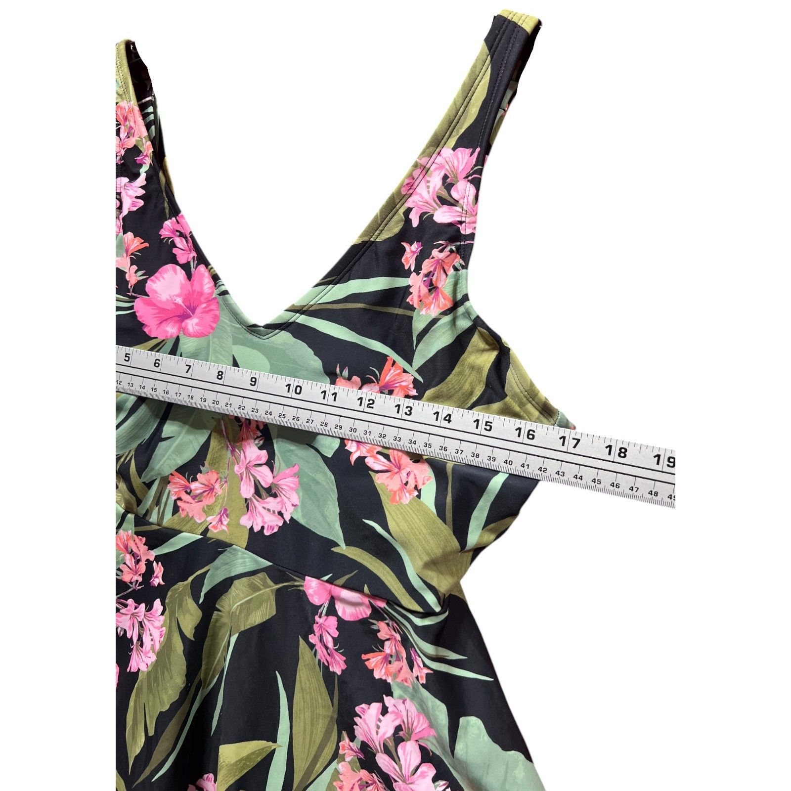 Other Kona Sol - Women's V-Neck Underwire Tankini Top - Green /Bla Size ONE SIZE - 5 Thumbnail
