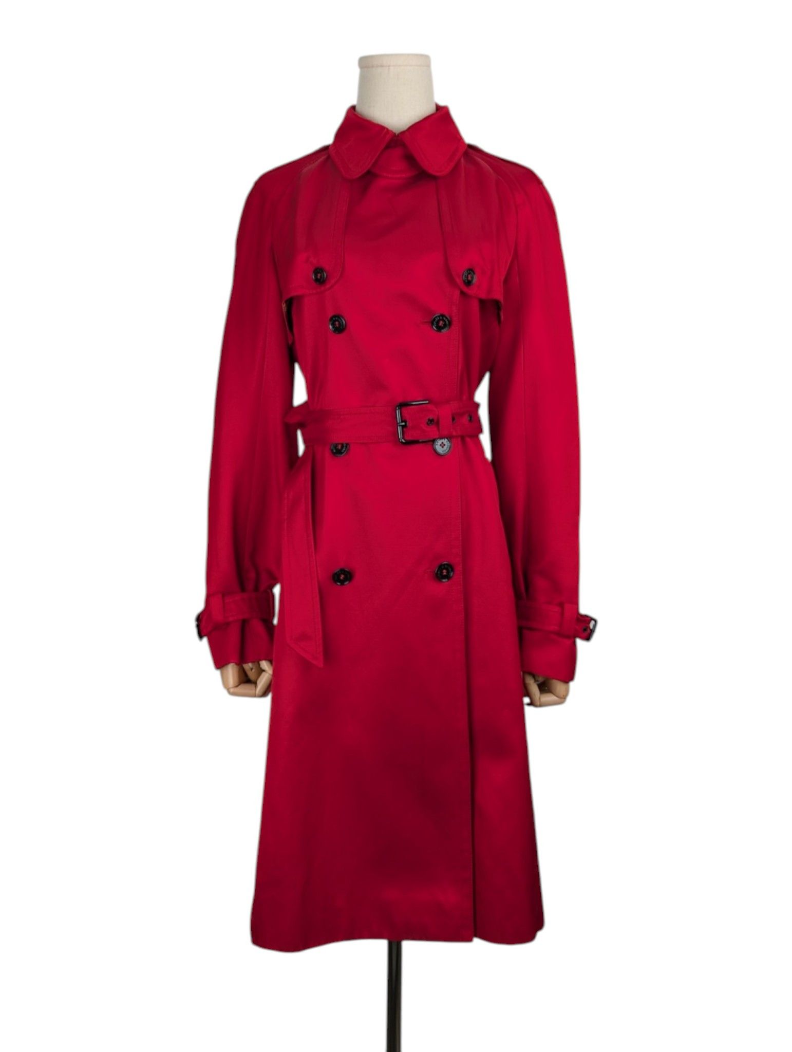 Dolce & Gabbana Red Shimmering Mid-Length Trench Coat Size S / US 4 / IT 40 - 1 Thumbnail
