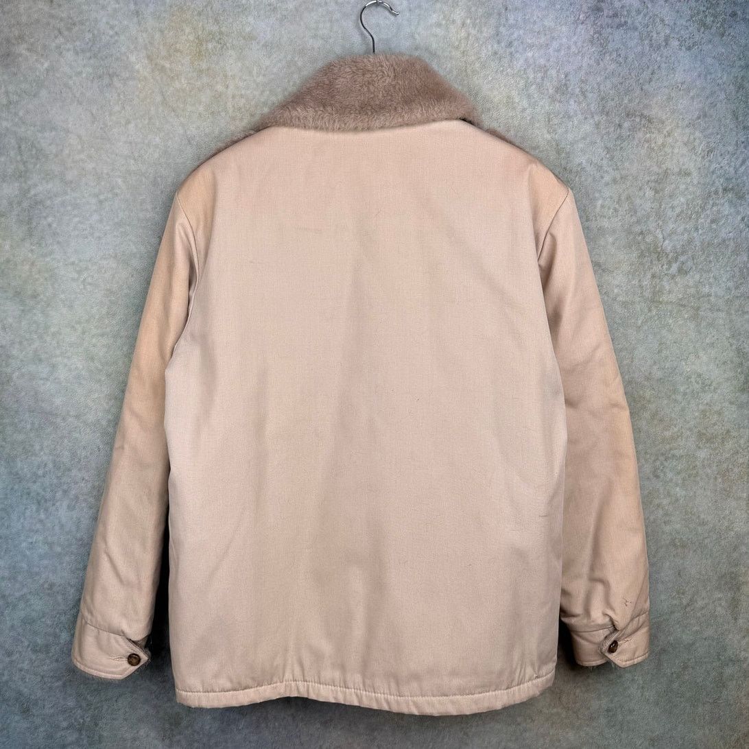Vintage VTG 70s Pilots Jacket Sz L Beige Tan Faux Fur Full Zip Size US L / EU 52-54 / 3 - 3 Thumbnail