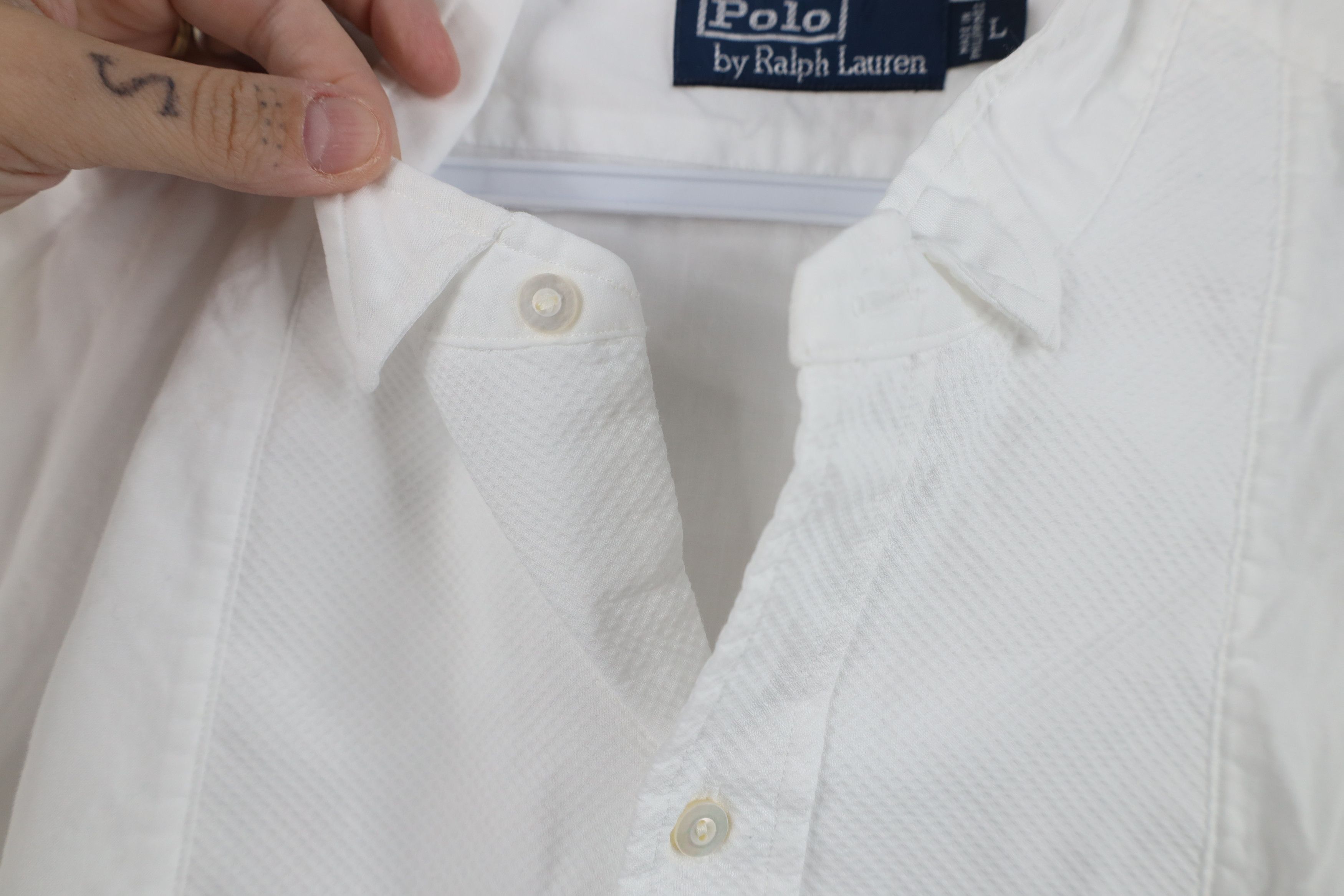 Ralph Lauren Vintage 90s Ralph Lauren Tuxedo Button Dress Shirt White Size US L / EU 52-54 / 3 - 4 Thumbnail