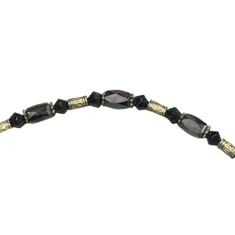 Other Vintage Black Hematite & Silver Beaded Magnetic Necklace Or Size ONE SIZE - 4 Thumbnail