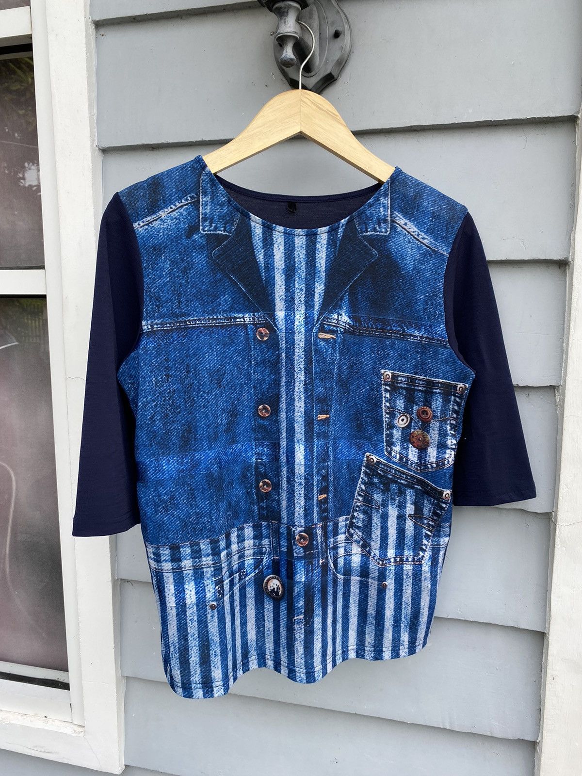 Japanese Brand Silver King Denim Pocket Print Art Longsleeve Japanese Size L / US 10 / IT 46 - 1 Thumbnail