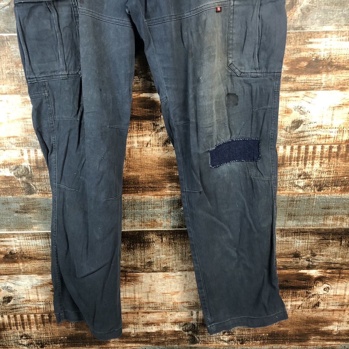 Japanese Brand DL Burtle Dark Blue ripped Cargo Multipocket Pants #C759 Size US 34 / EU 50 - 6 Thumbnail