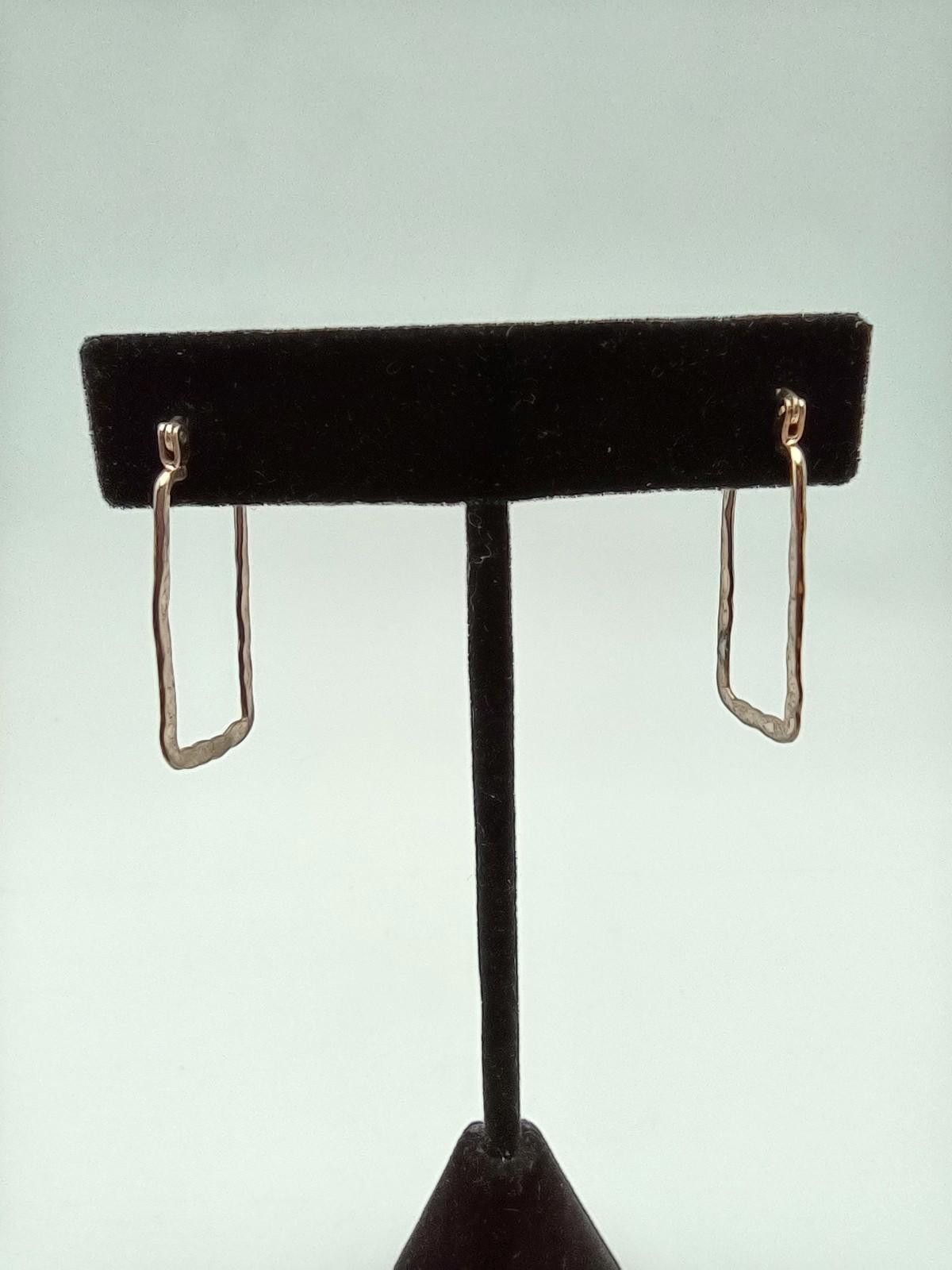Other IBB Sterling Silver Hammered Rectangular Hoop Earrings Size ONE SIZE - 1 Thumbnail