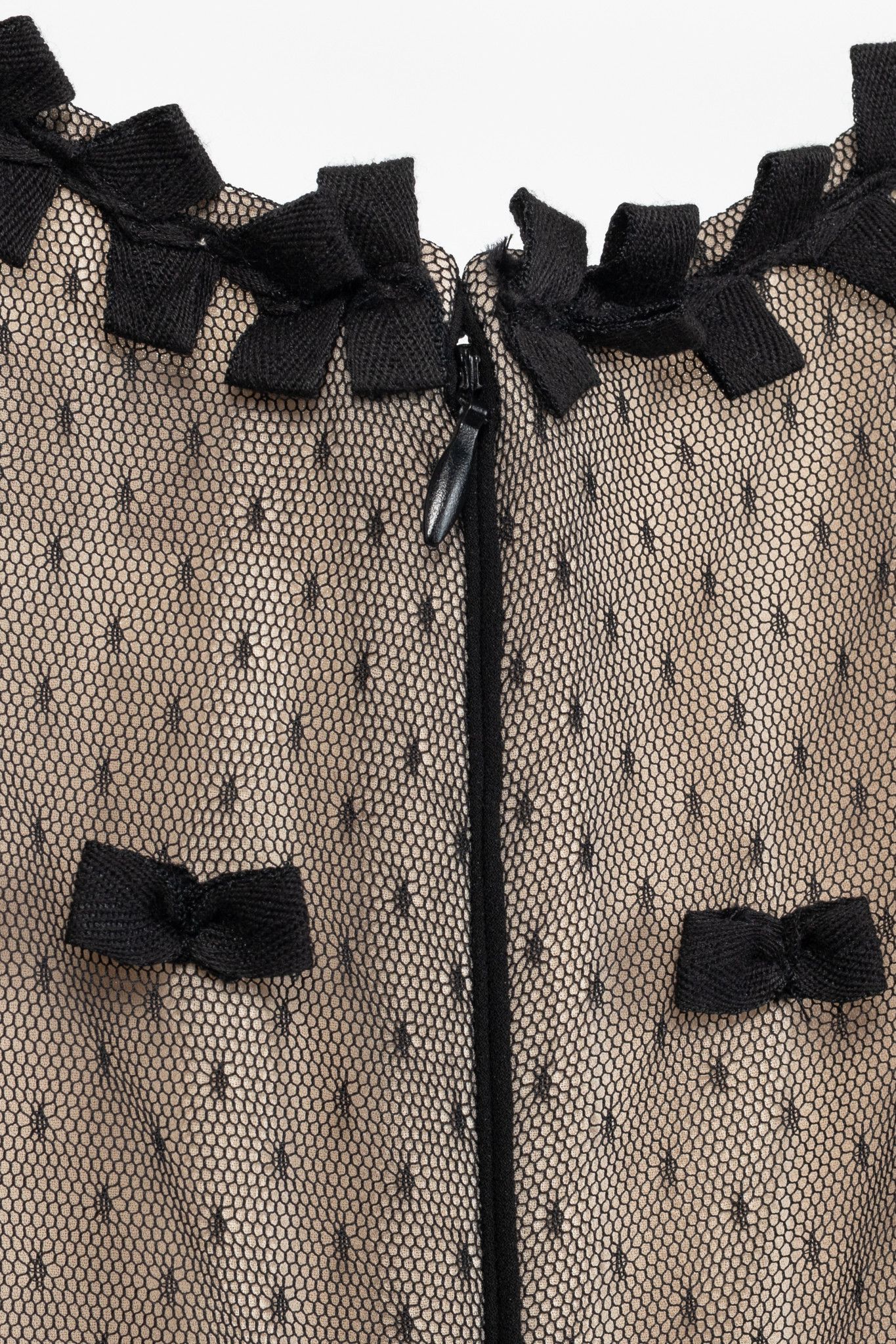 RED Valentino Red Valentino Black Swiss-Dot Tulle Bow-Embellished Dress Size M / US 6-8 / IT 42-44 - 9 Thumbnail