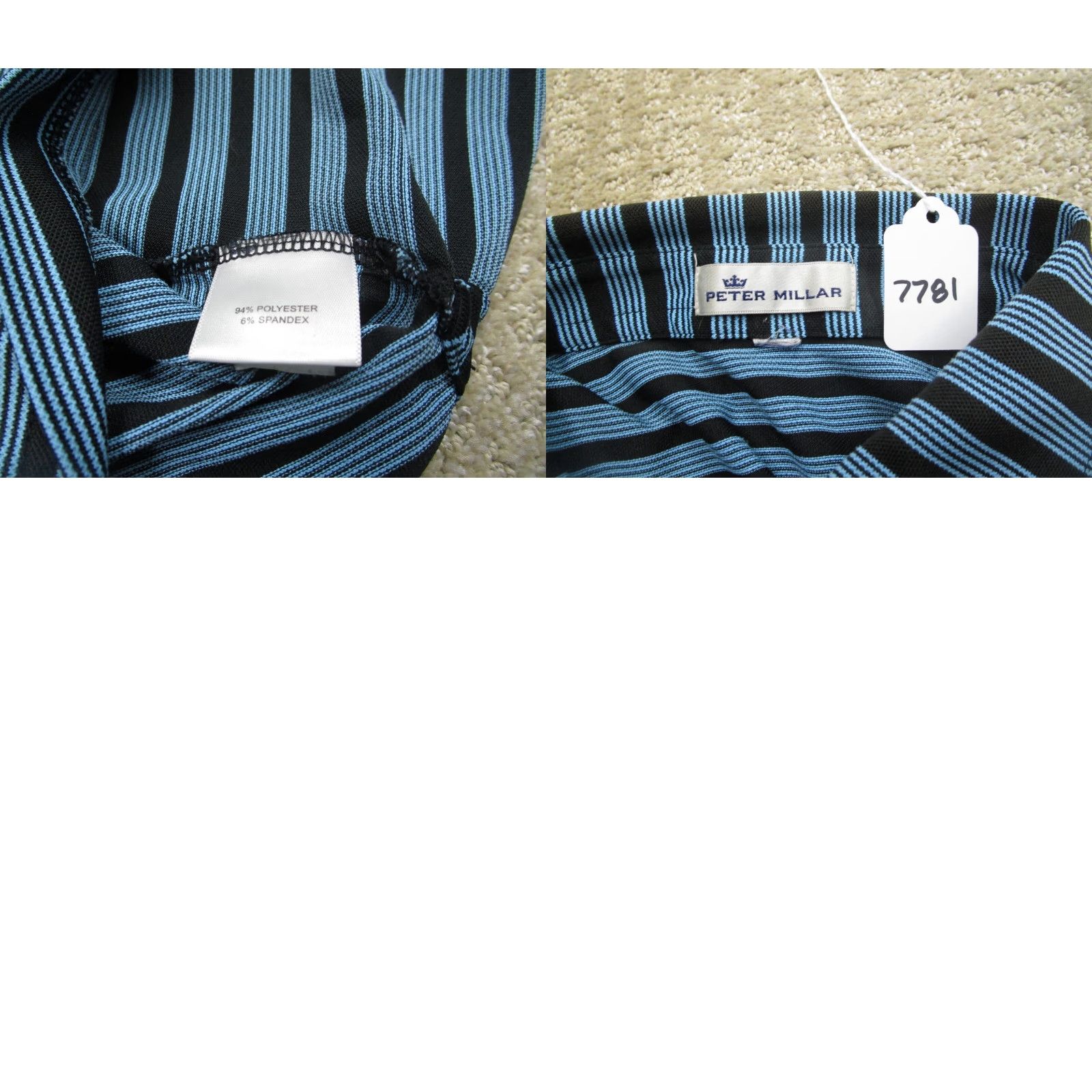 Peter Millar Peter Millar Polo Shirt Men XL Striped Blue Black Golf Performance Size US XL / EU 56 / 4 - 8 Thumbnail
