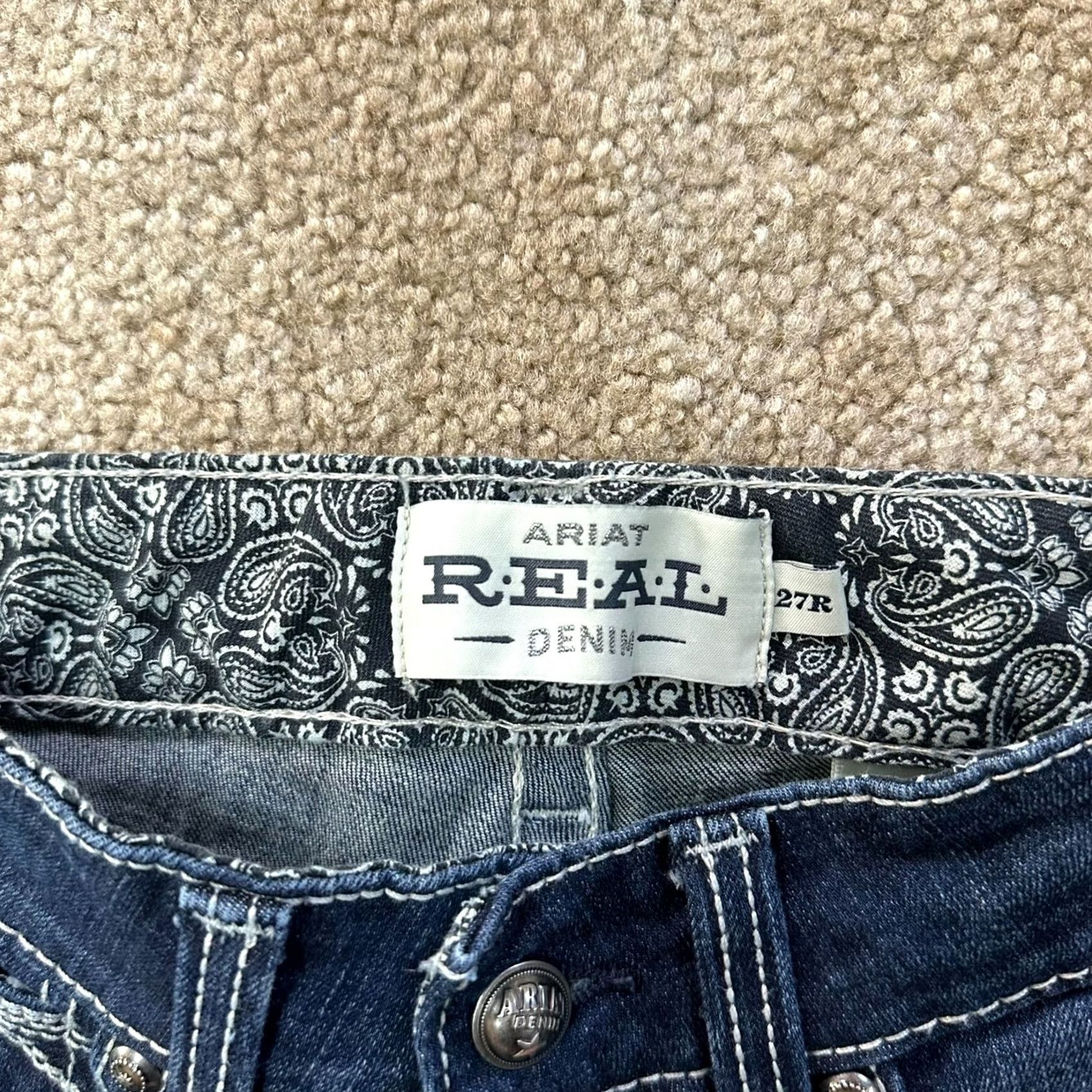 Ariat Ariat REAL Denim Jeans Womens 27 Blue Stretch Bootcut 5-Pocket Regular Inseam 31 Size 27" / US 4 / IT 40 - 3 Thumbnail