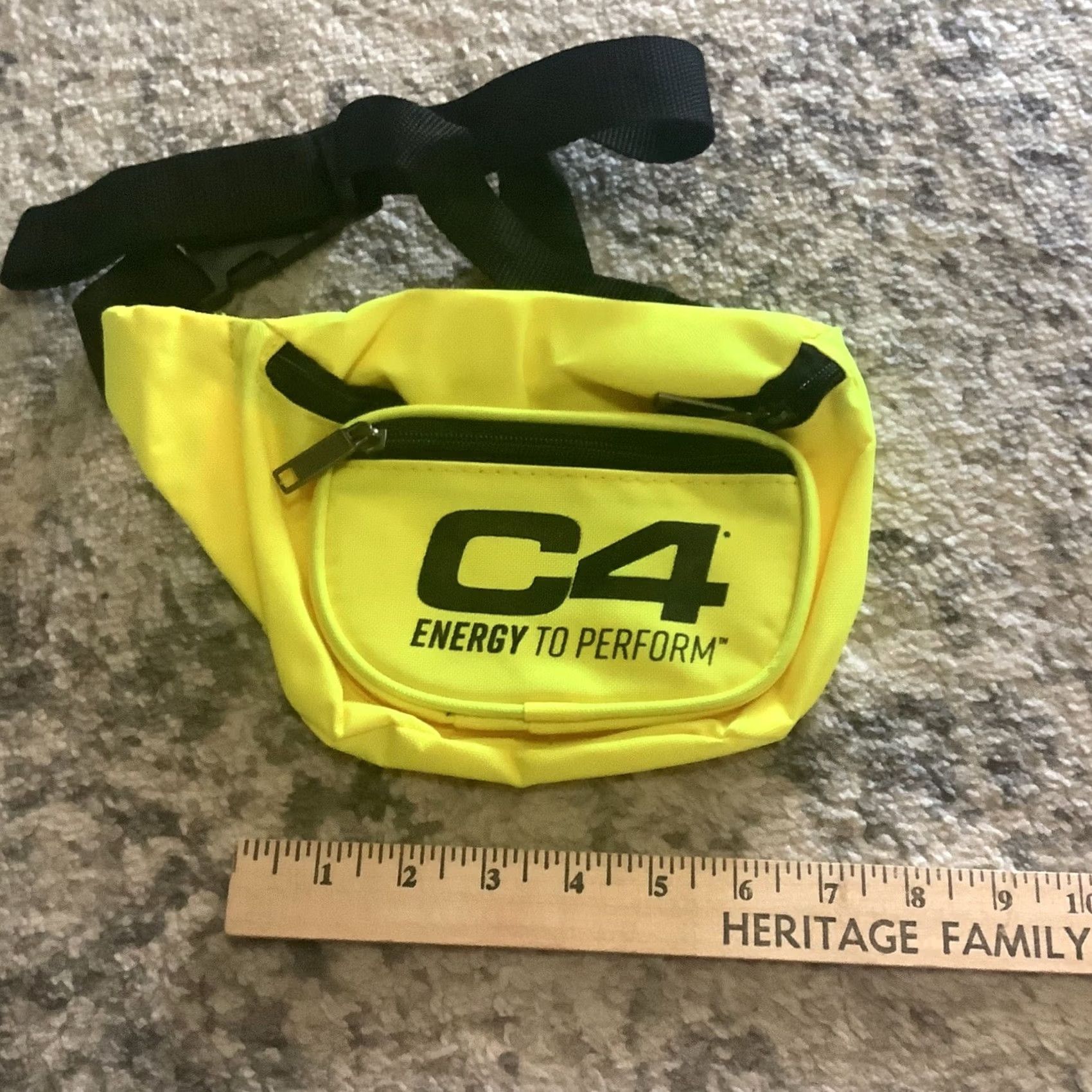 Vintage C4 ENERGY BUMBAG Yellow Crossbody Unisex Adults Polyester NYT Nonsmoking Size ONE SIZE - 2 Thumbnail
