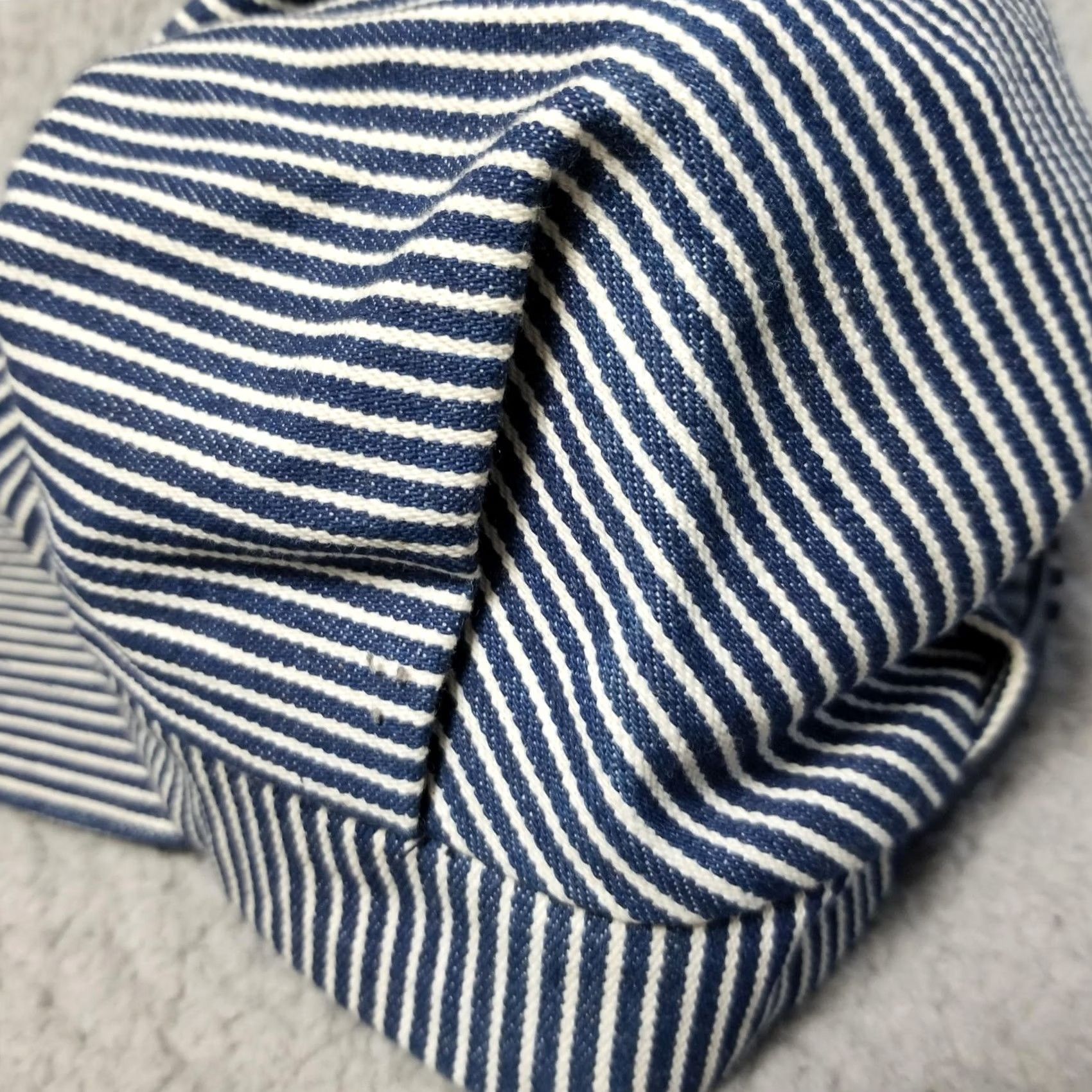 Denime Hickory Stripe Cap Hat One Size Blue Denim Railroad Snap Back Made USA Mens Size ONE SIZE - 3 Thumbnail