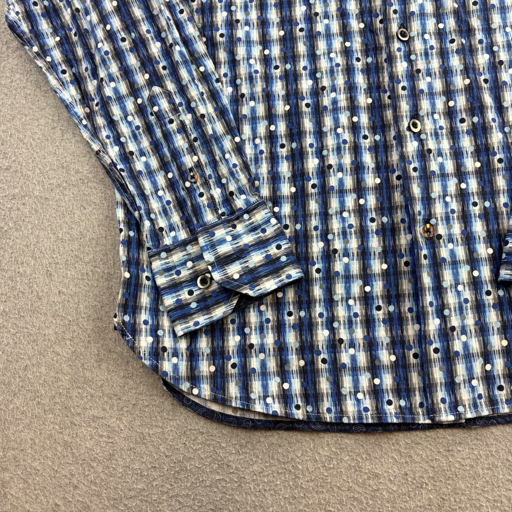 Vintage Visconti Black Shirt Mens L Blue Polka Dot Long Sleeve Button Up Casual Size US L / EU 52-54 / 3 - 7 Thumbnail