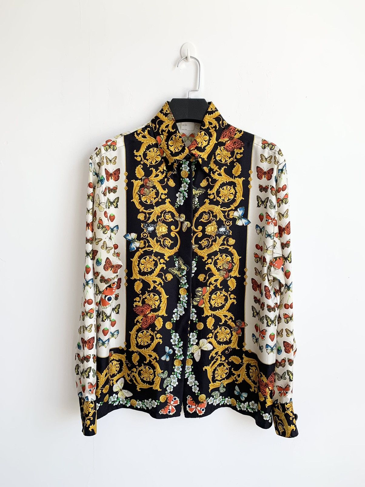 Versace Vintage 90s Gianni Versace Gold Butterflies Silk Shirt Size M / US 6-8 / IT 42-44 - 1 Thumbnail